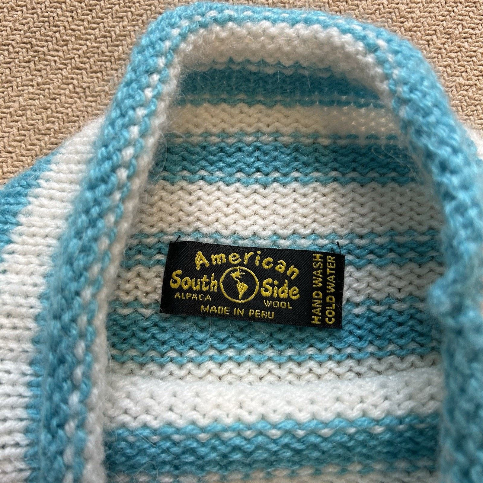 Vintage American South Side Alpaca Wool Striped Turtleneck Sweater Size M / US 6-8 / IT 42-44 - 3 Thumbnail