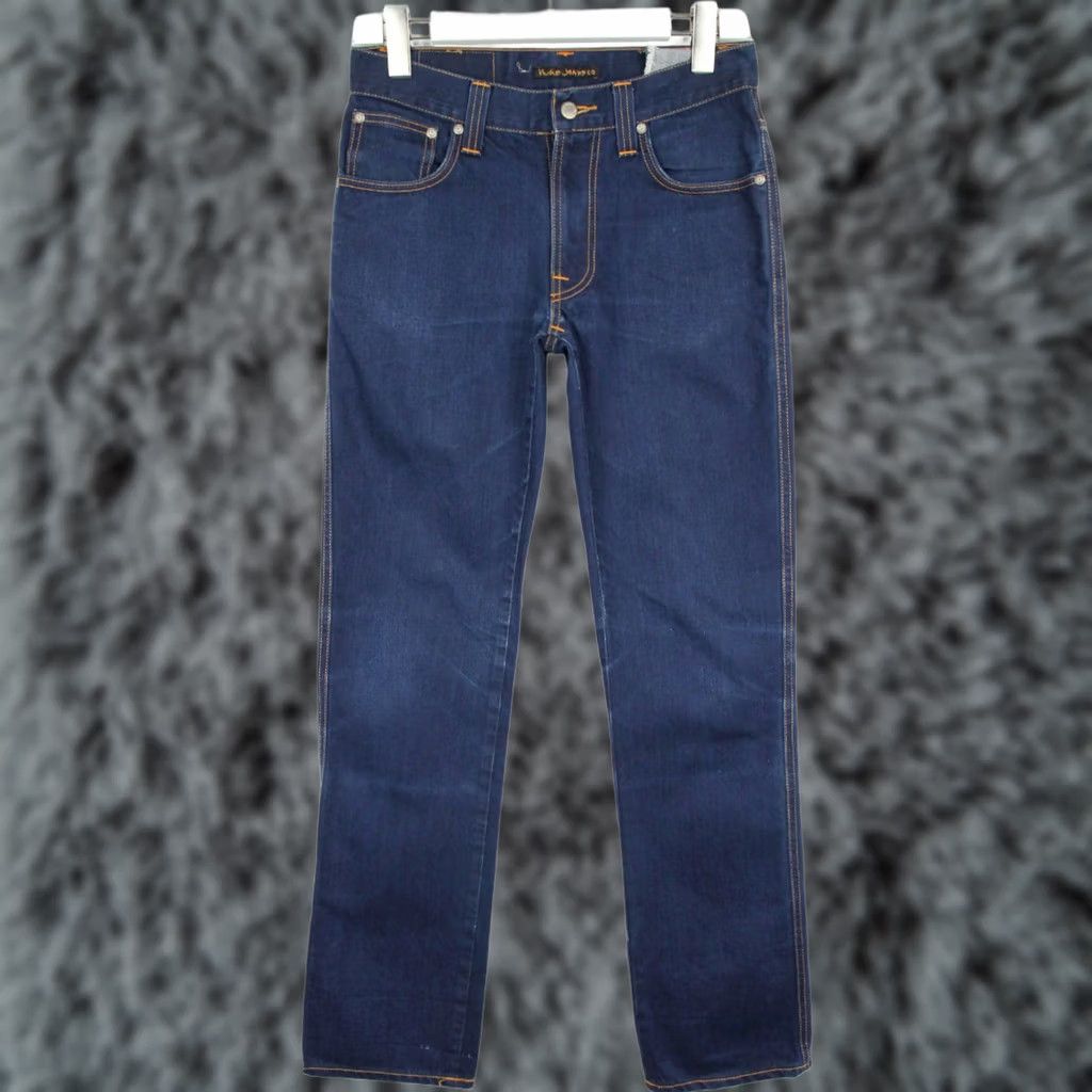 Vintage NUDIE Slim Jim Dry 46 Dips Jeans Men's W30/L34 Blue Denim Zip Fly Pocket Adjustable Slim style Regular Mens Size US 30 / EU 46 - 1 Thumbnail