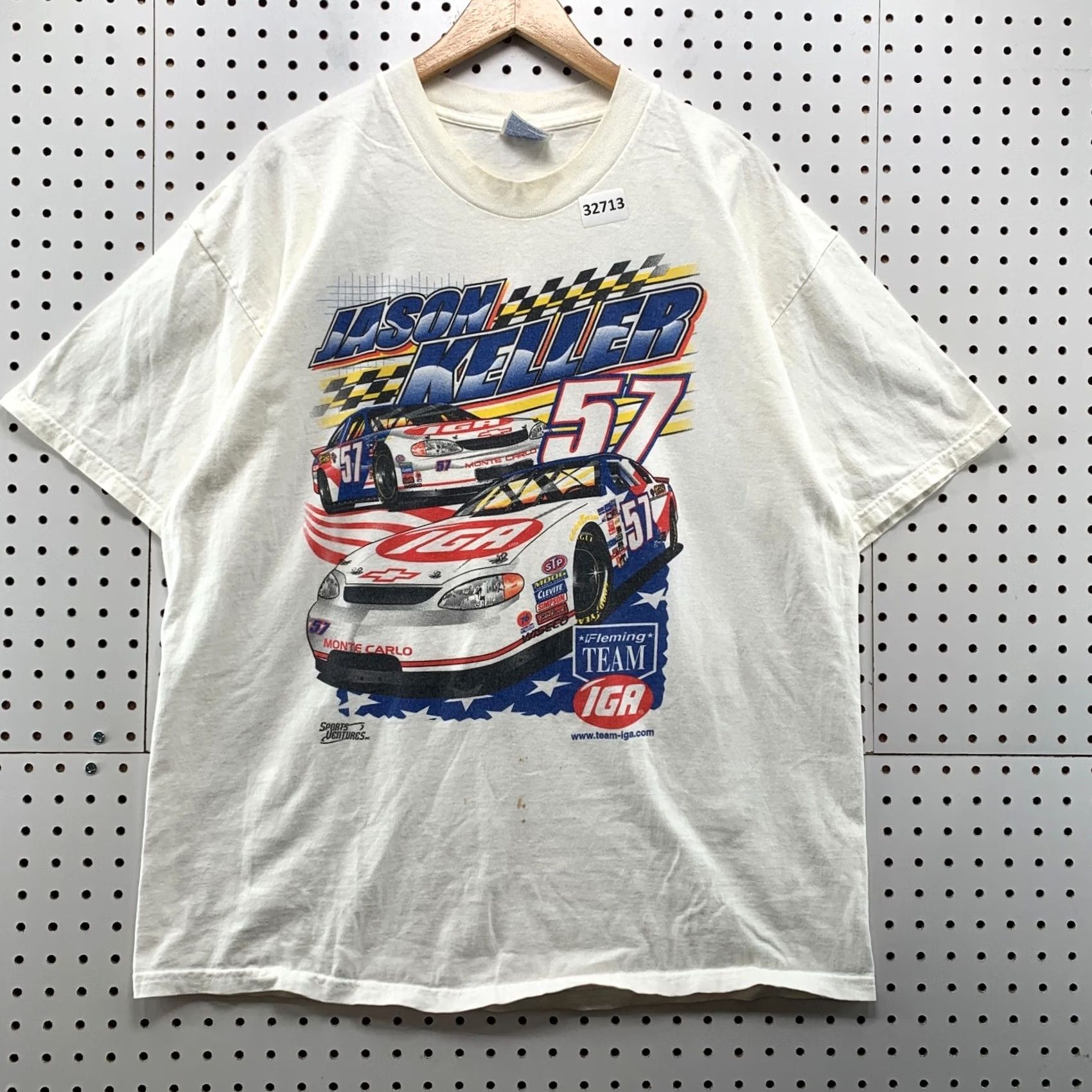 Hanes VINTAGE Jason Keller IGA SHirt WHite Mens XL Car Racing Distressed 24x29.5 Size US XL / EU 56 / 4 - 2 Thumbnail