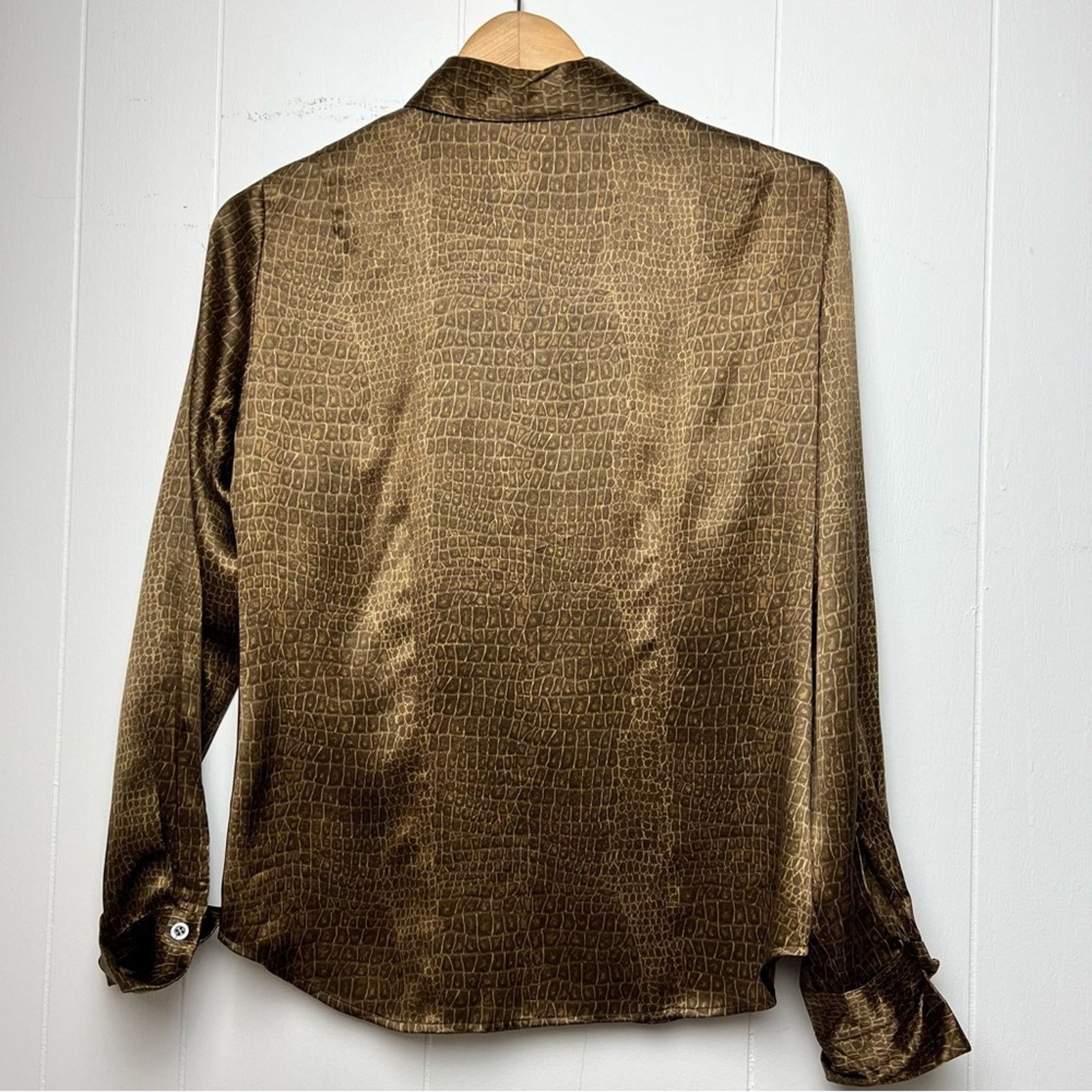 Vintage Silk Brown Giraffe Print Cuff Sleeve Blouse Womens Small Size S / US 4 / IT 40 - 9 Thumbnail