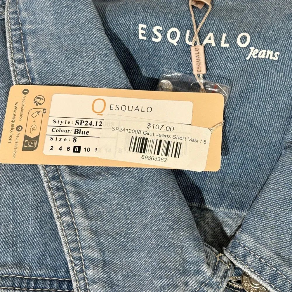 Other Esqualo Gilet Short Denim Vest NWT Size M / US 6-8 / IT 42-44 - 4 Thumbnail