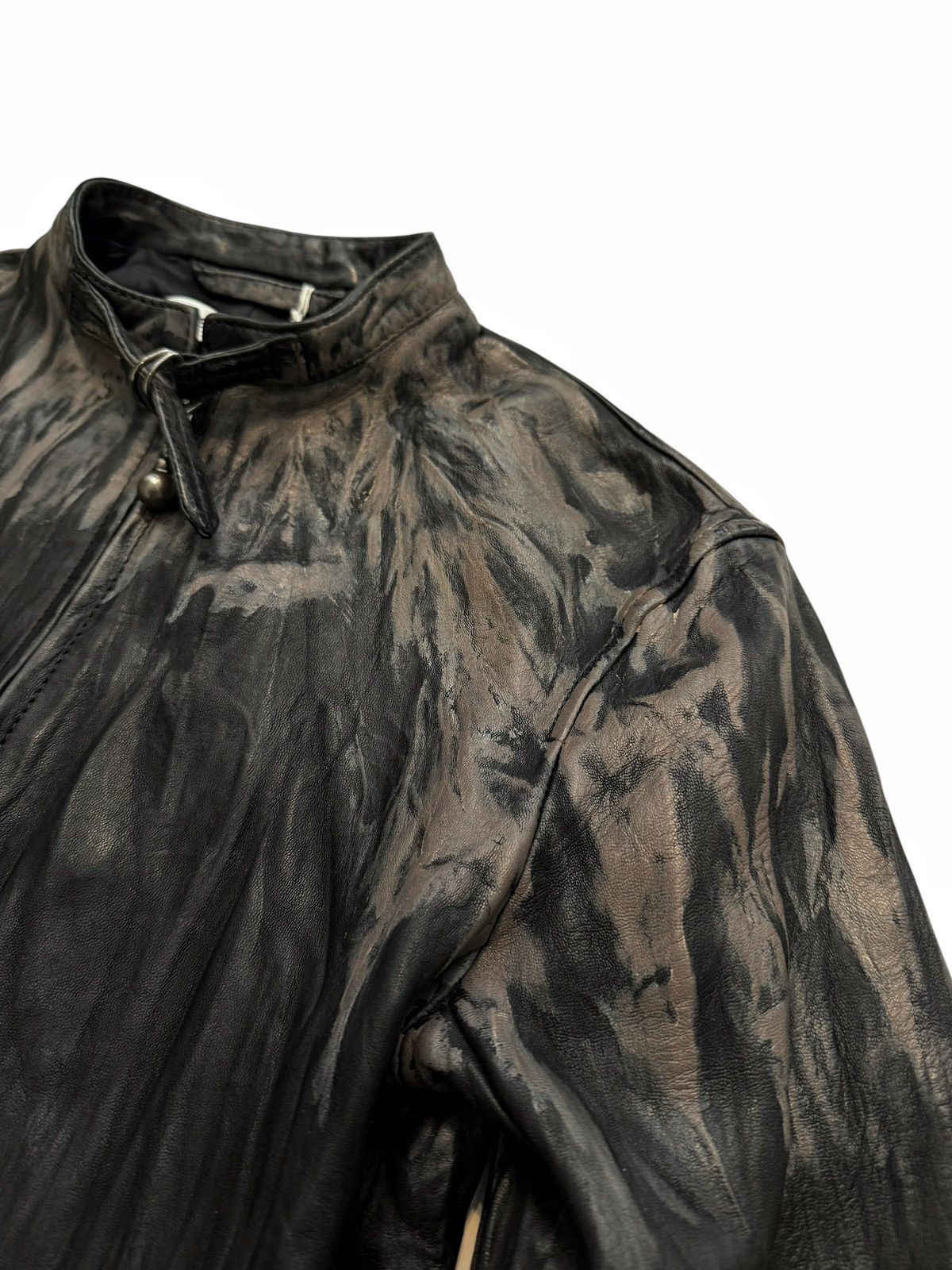 Acne Studios Creased Wrinkle Dye Lambskin Leather Cafe Jacket Size XS / US 0-2 / IT 36-38 - 4 Thumbnail