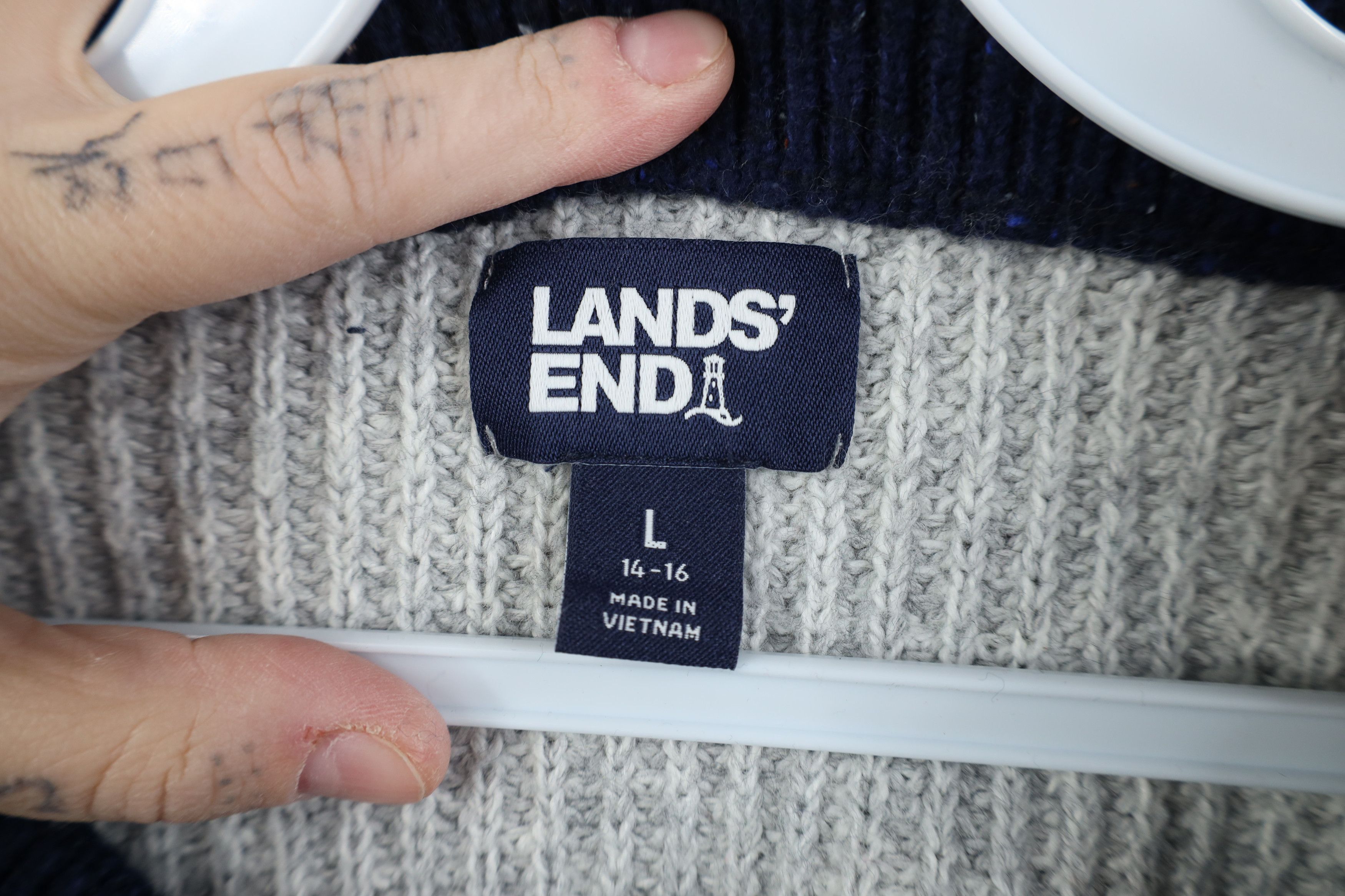 Lands' End Vintage Y2K Lands End Blend Fair Isle Cable Knit Sweater Size L / US 10 / IT 46 - 9 Thumbnail