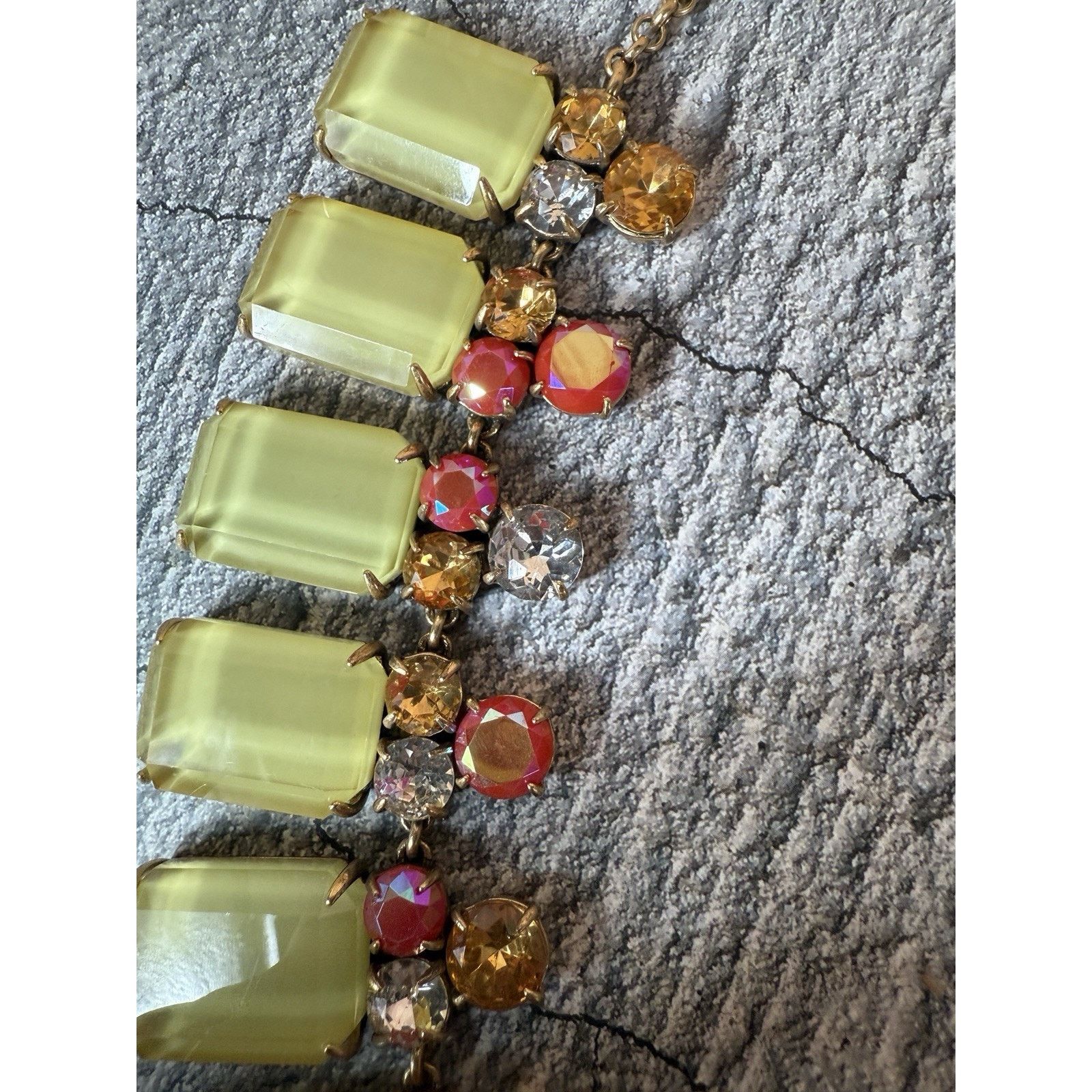 J.Crew J Crew Faceted Multicolor Rhinestones Statement Bib Necklace Size ONE SIZE - 3 Thumbnail