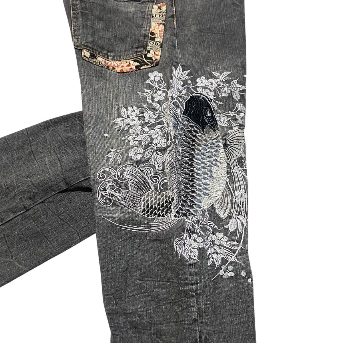 Japanese Brand Vintage BUDEN Denim Fishkoi Embroidery Jeans Size US 34 / EU 50 - 18 Thumbnail