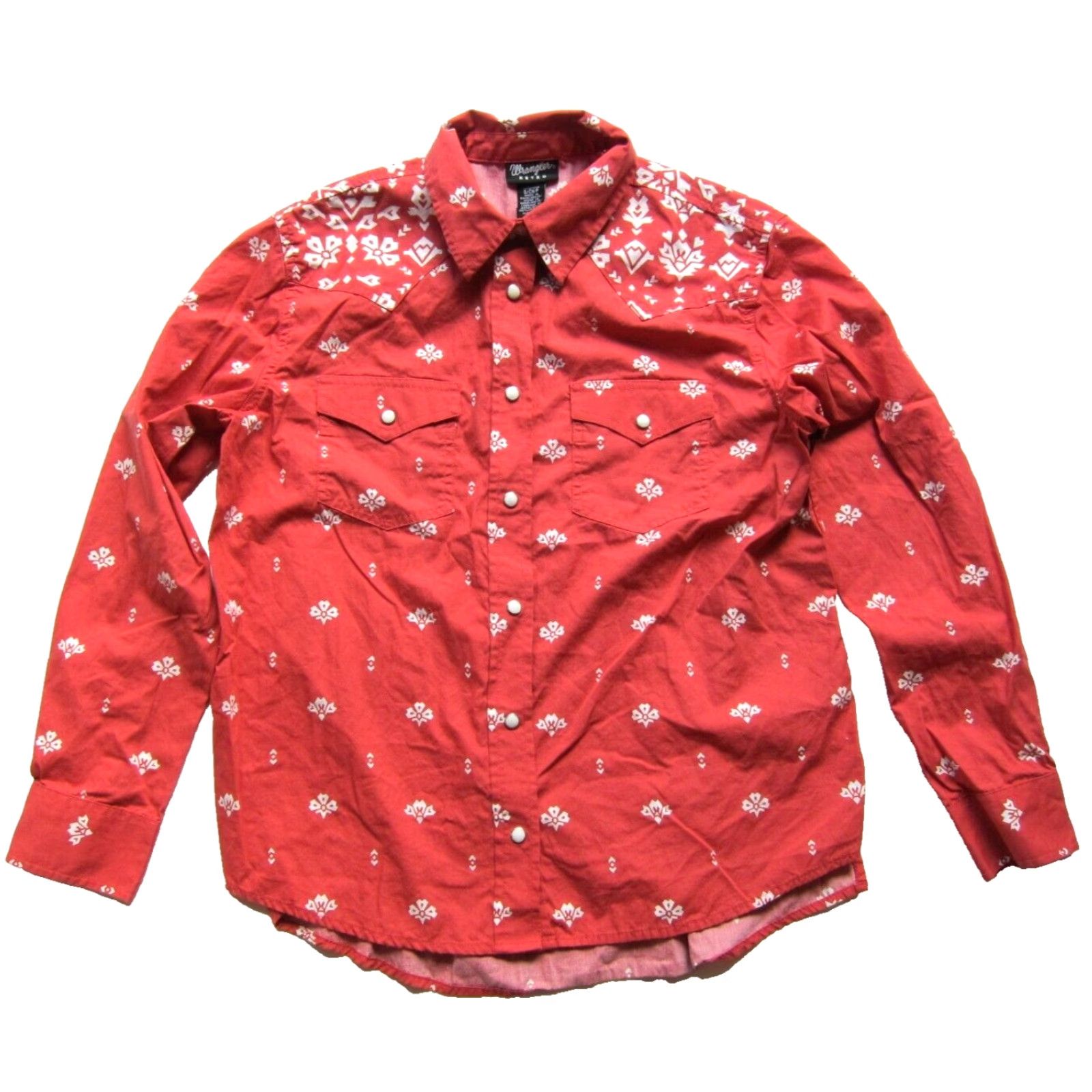 Wrangler Wrangler Shirt Western Floral Coral Red White Snap Button Long Sleeve S Womens Regular 100% Cotton Size S / US 4 / IT 40 - 2 Thumbnail