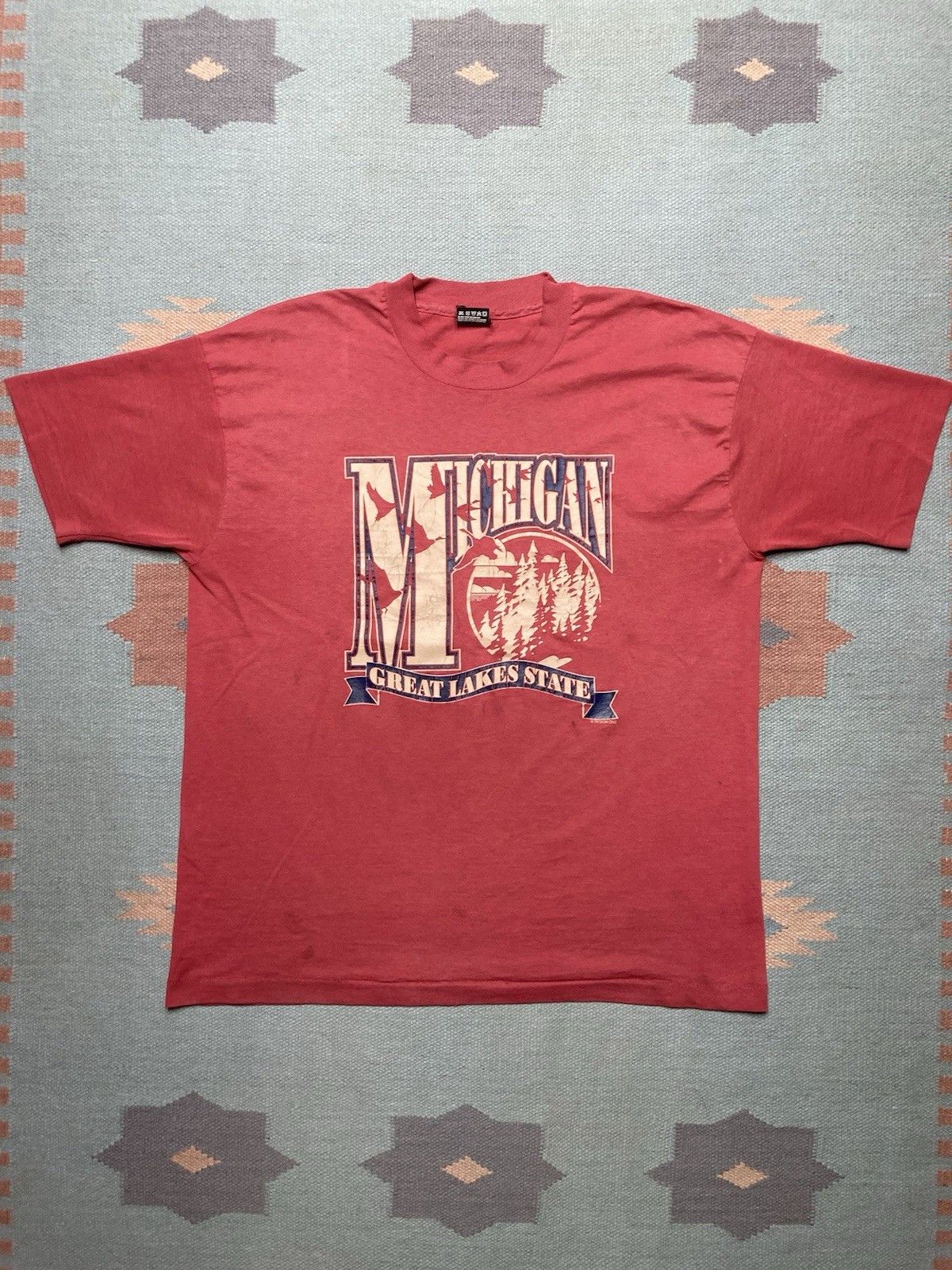 Fruit Of The Loom × Vintage Vtg 90s graphic t shirt Michigan Great Lakes state nature XL Size US XL / EU 56 / 4 - 1 Thumbnail