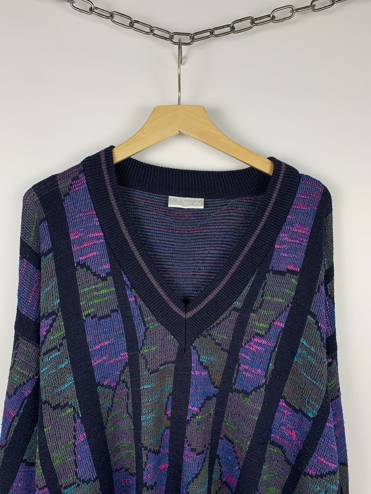 Adidas Adidas Vintage Knitted Sweater V-Neck 90’s Coogi Style Size US S / EU 44-46 / 1 - 2 Thumbnail