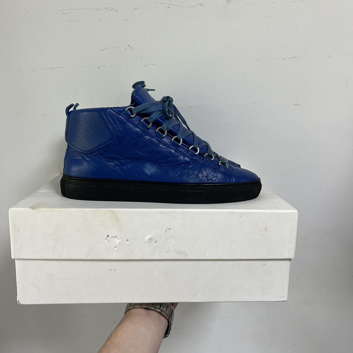 Balenciaga Arena Leather Shoes in Blue, Men's (Size 9)