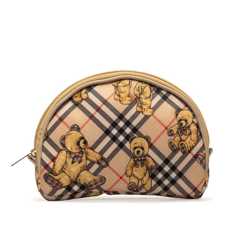 image of Burberry Nova Check Teddy Bear Cosmetic Pouch in Brown, Women's