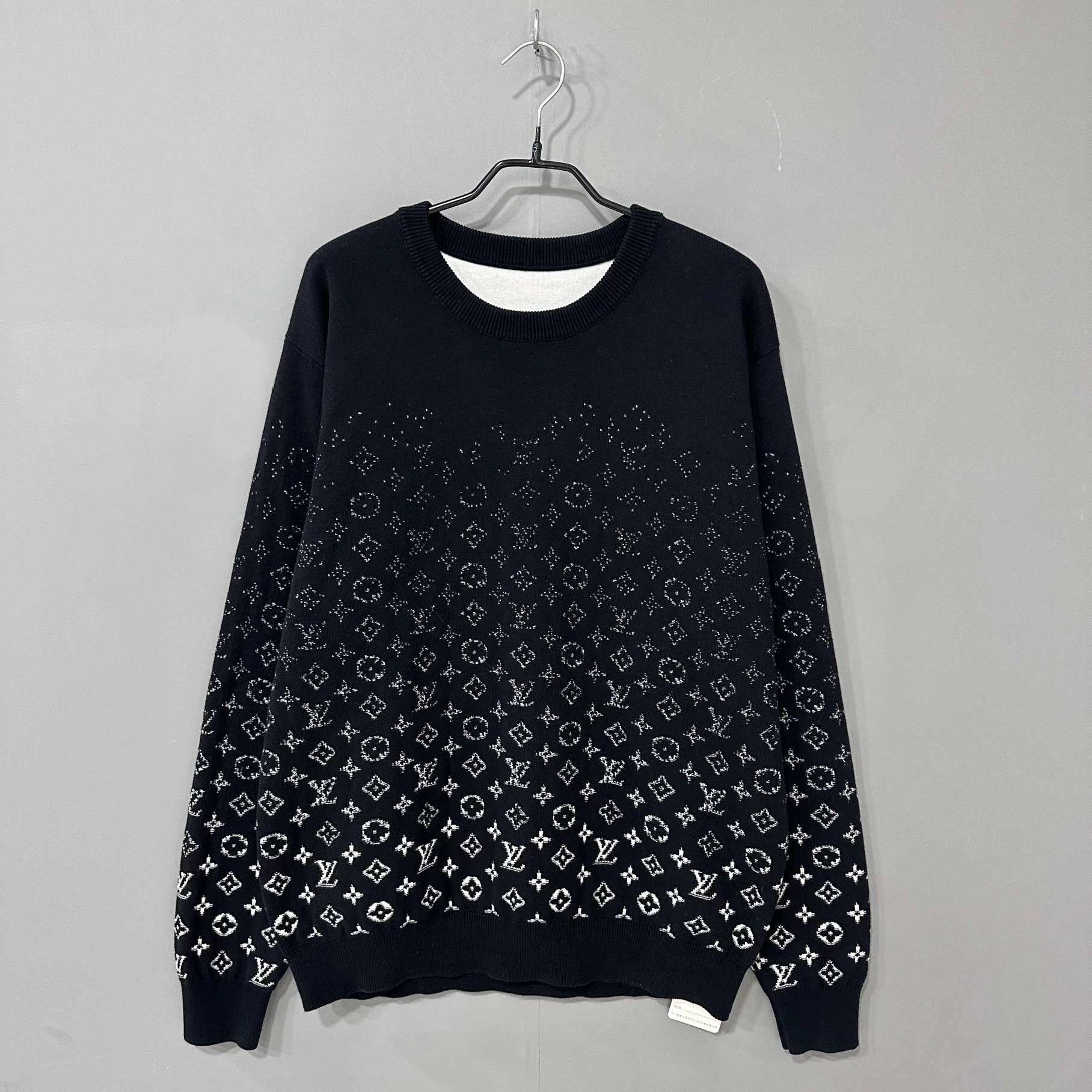 LV black white gradient allover print knit L