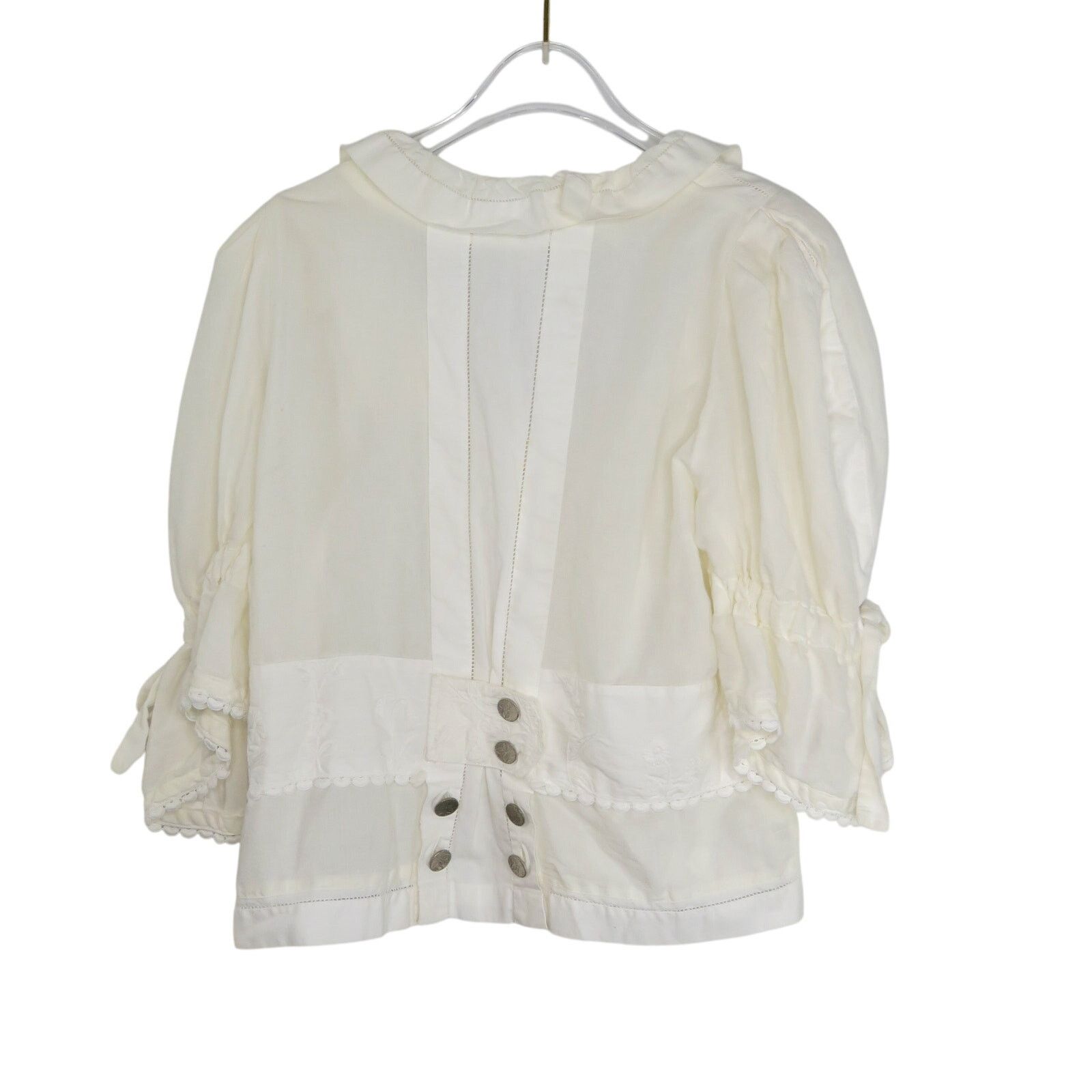 Vintage Umberto Ginocchoetti Victorian White Puff Sleeve Blouse L Size L / US 10 / IT 46 - 10 Thumbnail