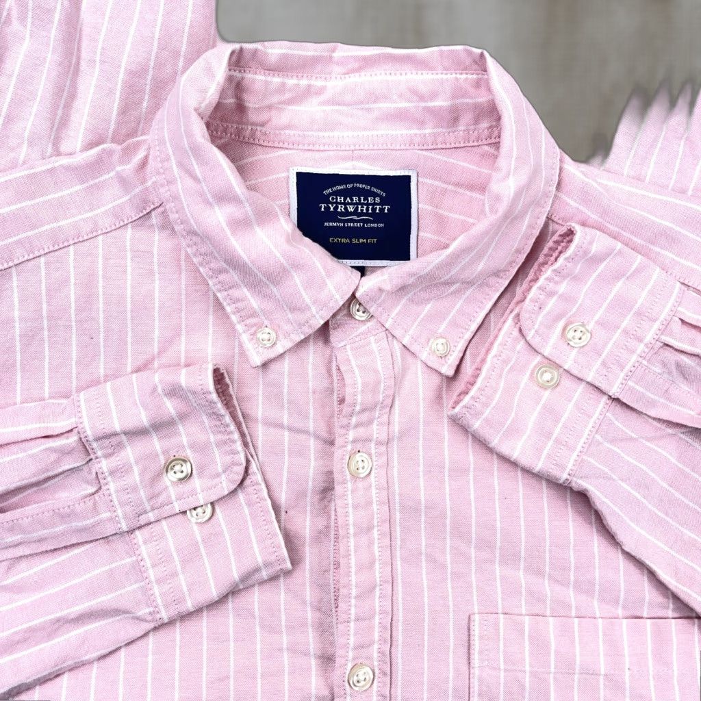 Charles Tyrwhitt Charles Tyrwhitt Shirt Men Large Pink Button Up Extra Slim Fit Oxford Cloth Size US L / EU 52-54 / 3 - 1 Thumbnail