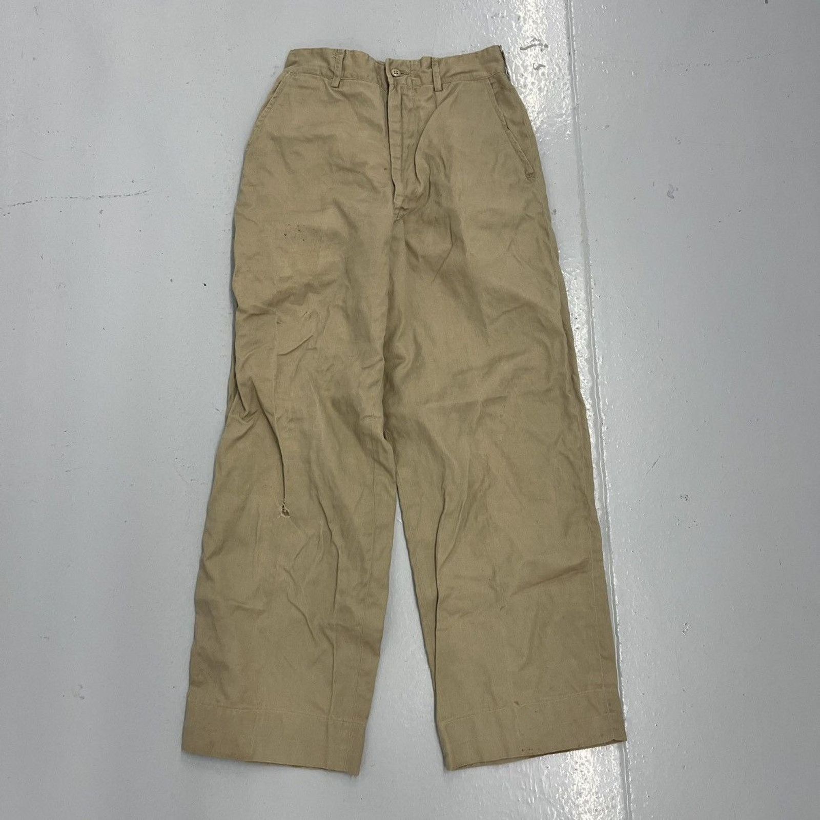 Vintage Vintage WW2 Tan Military Canvas Sanforized Chinos 25x27 Size 25" / US 0 / IT 36 - 1 Thumbnail