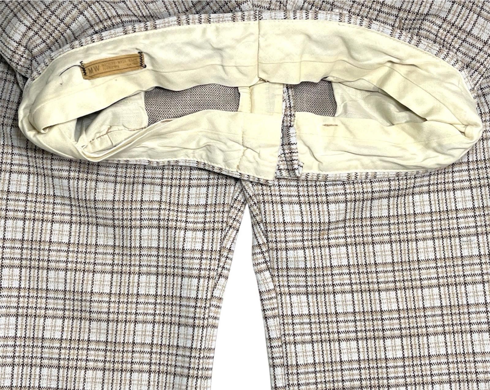 Vintage 1980s Plaid Comfortable Wide Leg High Waist Flair Trousers Size US 30 / EU 46 - 6 Thumbnail