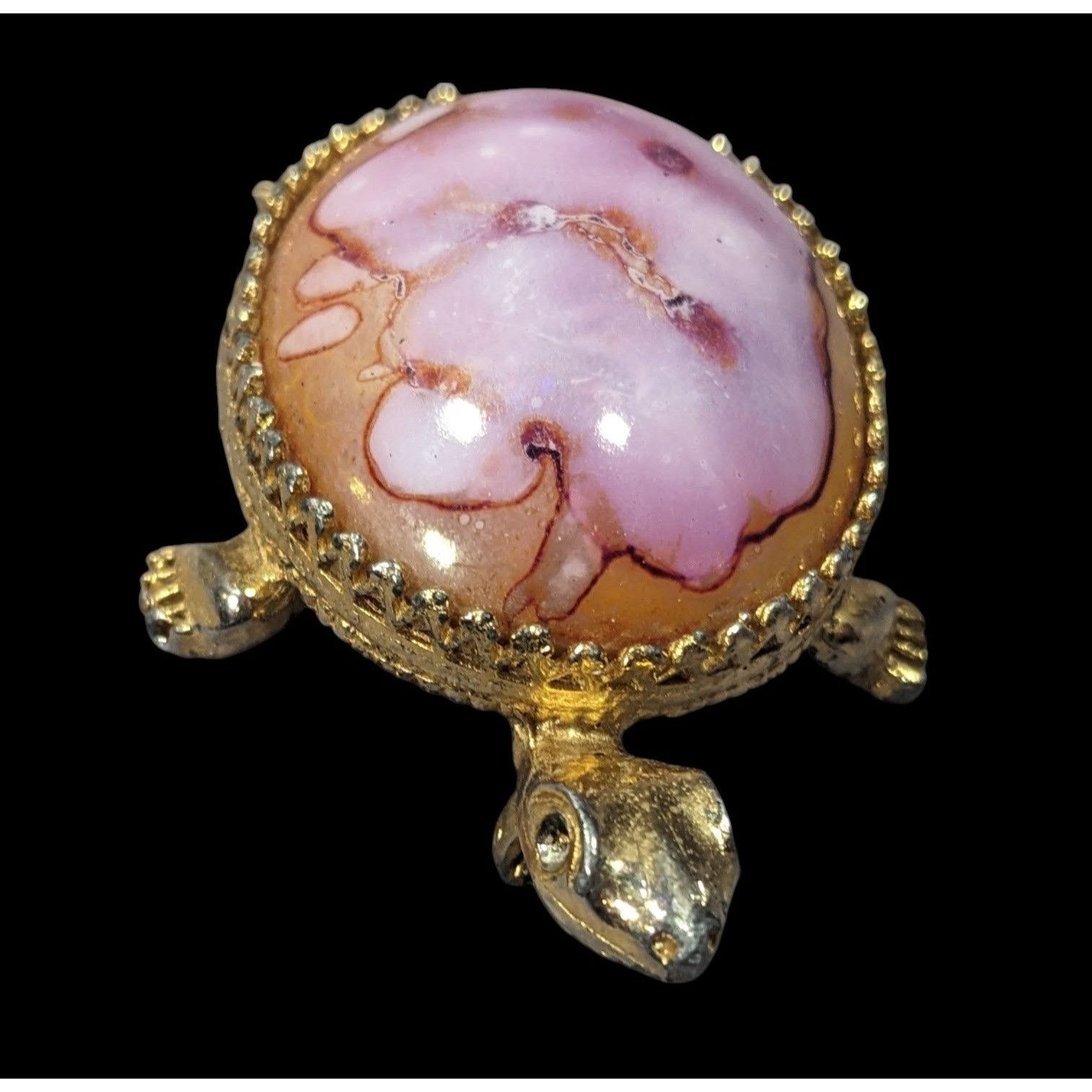 Other Vintage Jeanine Pink Orange And Gold Turtle Brooch (Broken) Size ONE SIZE - 2 Thumbnail