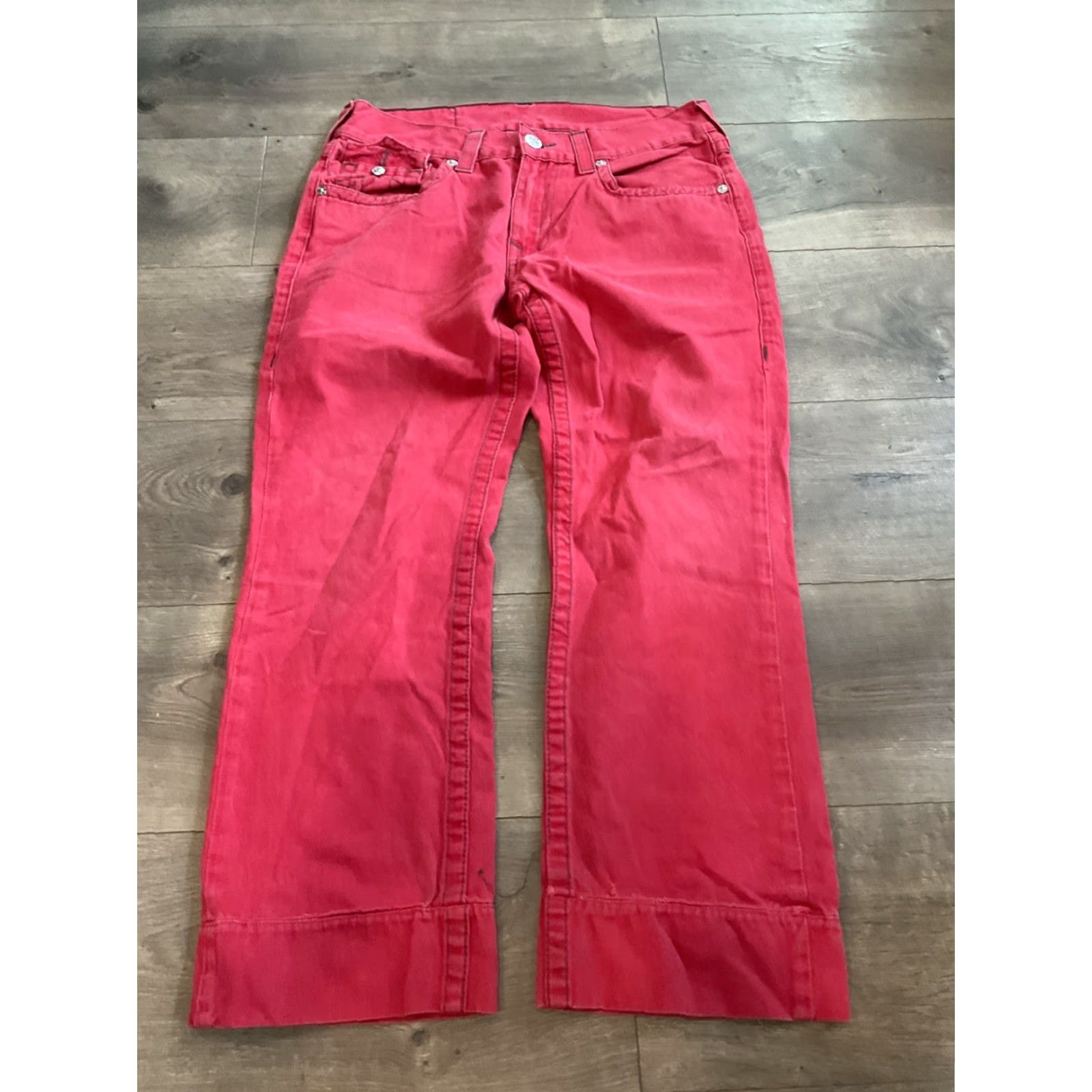True Religion True Religion Women's Straight Leg Jeans 5-Pocket Red Size 33 Denim Cotton Solid Size 26" / US 2 / IT 38 - 2 Thumbnail
