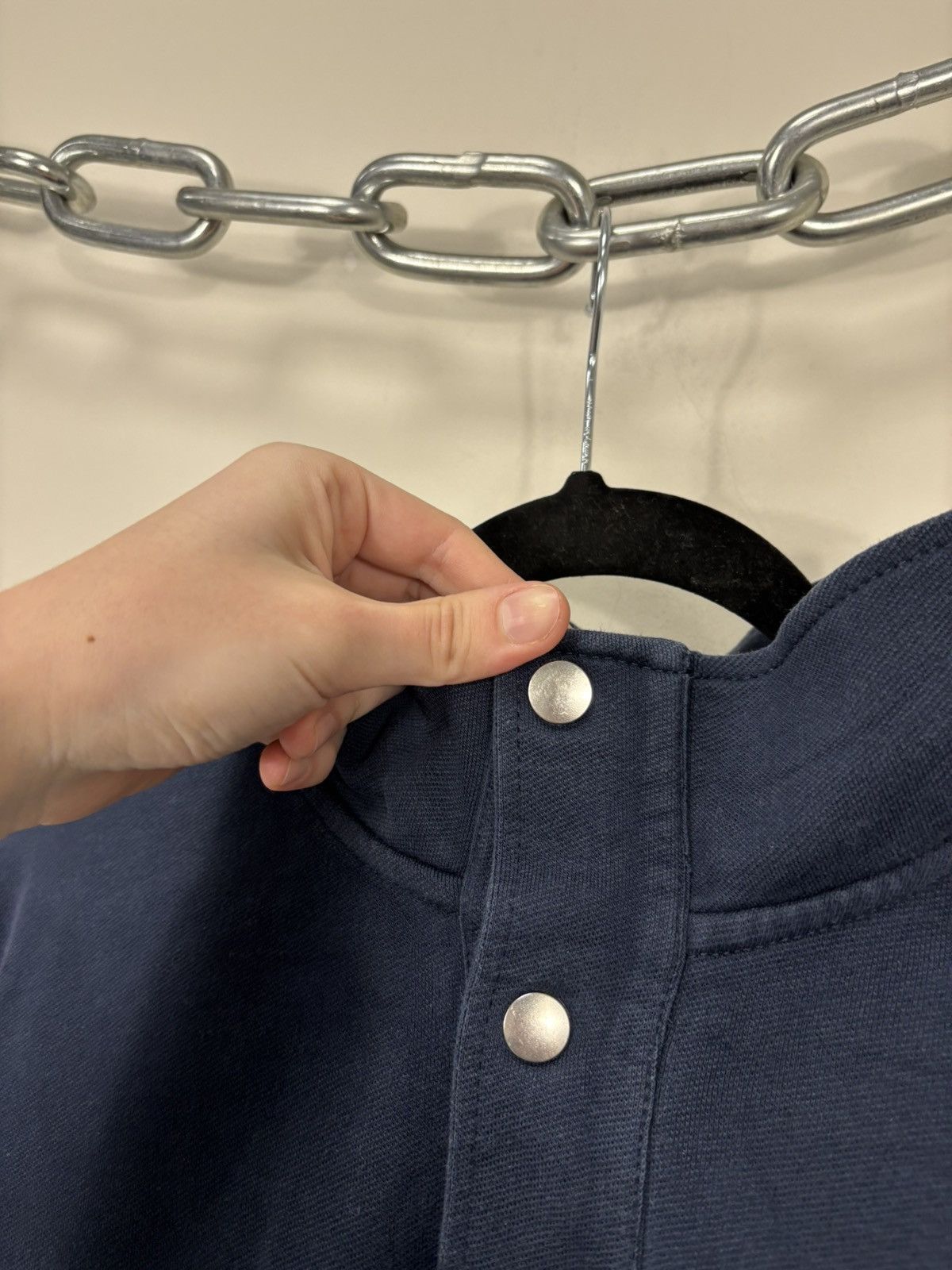 Arket Arket Men’s Navy Blue Classic Snap-Button Henley Sweatshirt Size US M / EU 48-50 / 2 - 4 Thumbnail