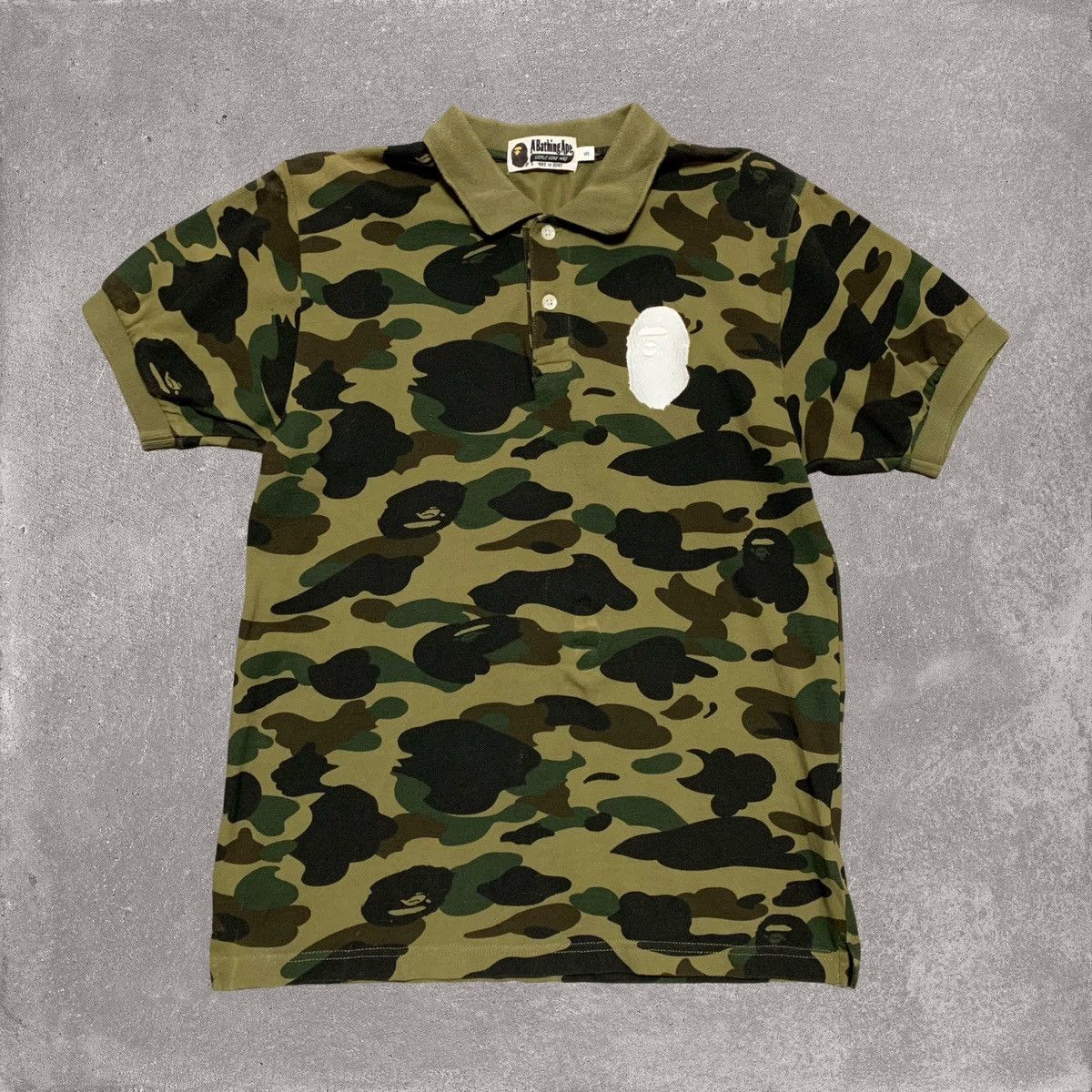 Image of Bape Small Polo Green 1St Camo A Bathing Ape, Men's