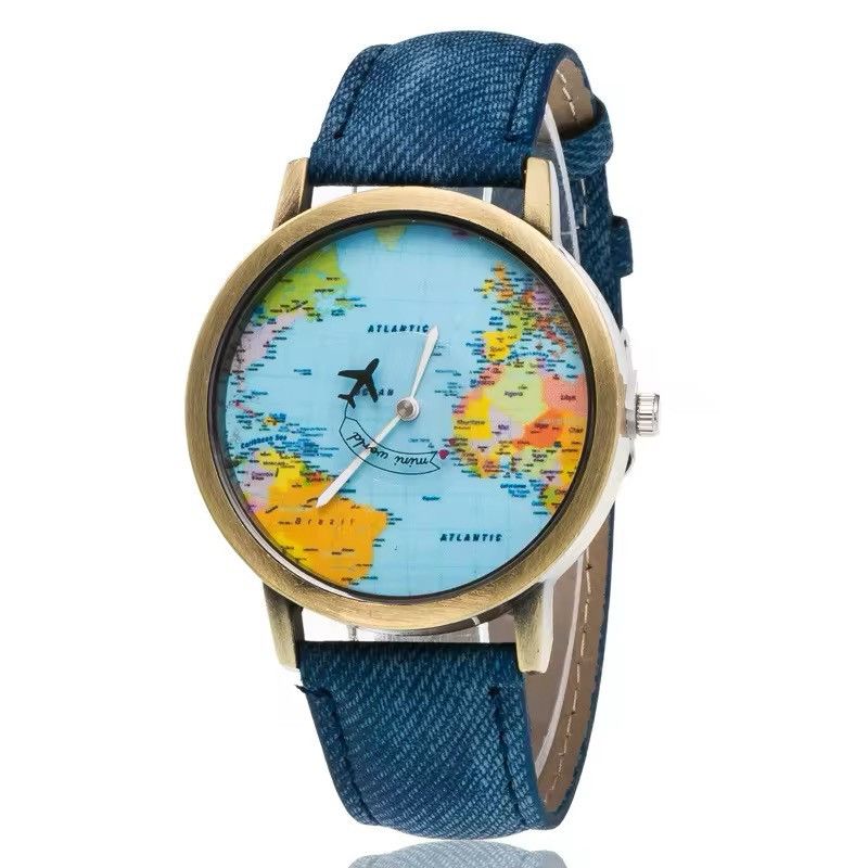 Jewelry × Vintage World Maps Ladies Leather Wristwatch Size ONE SIZE - 1 Thumbnail