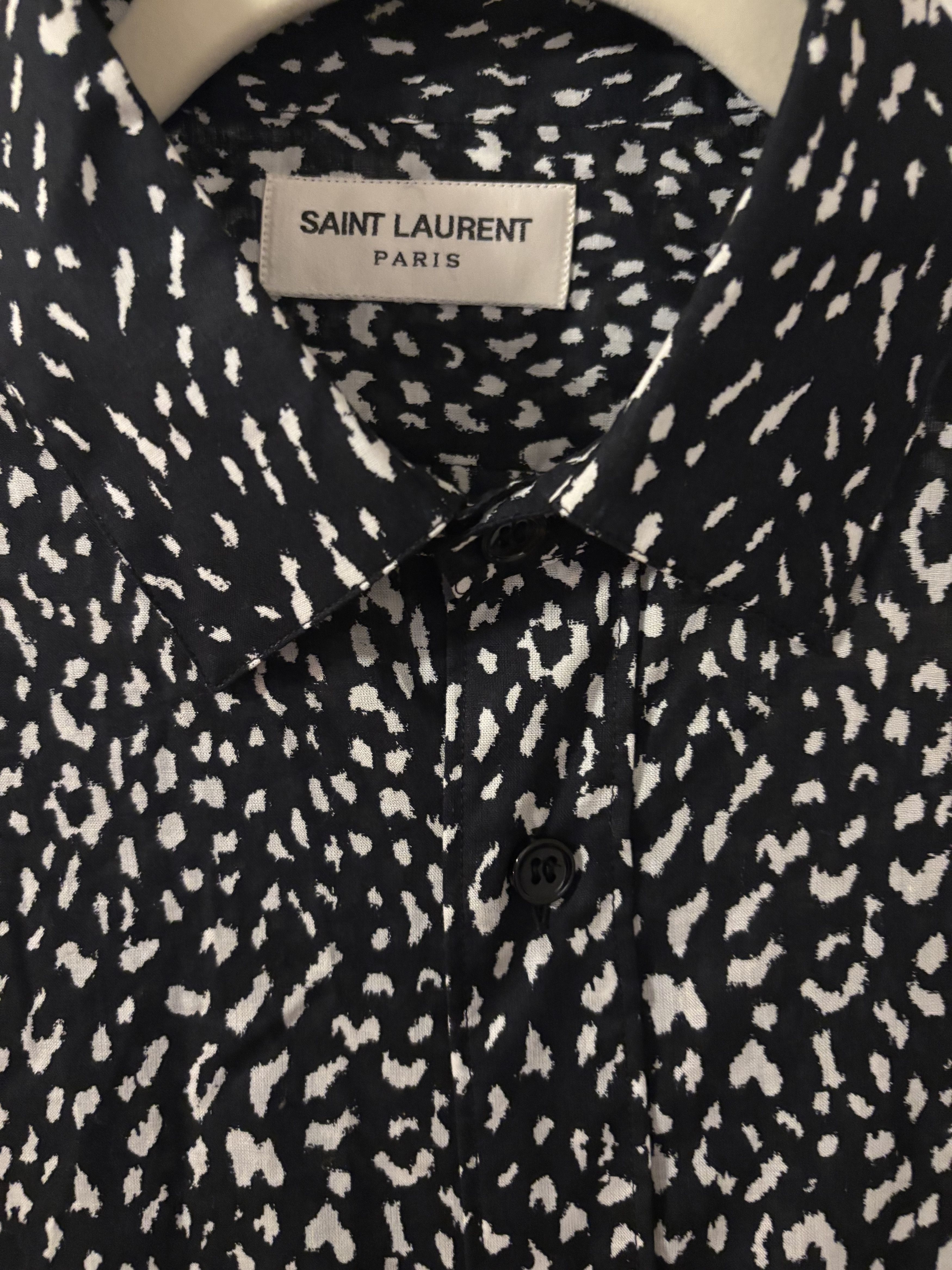 Saint Laurent Paris Rare Black and White Leopard Button-down Hedi Slimane Shirt Size US M / EU 48-50 / 2 - 2 Thumbnail