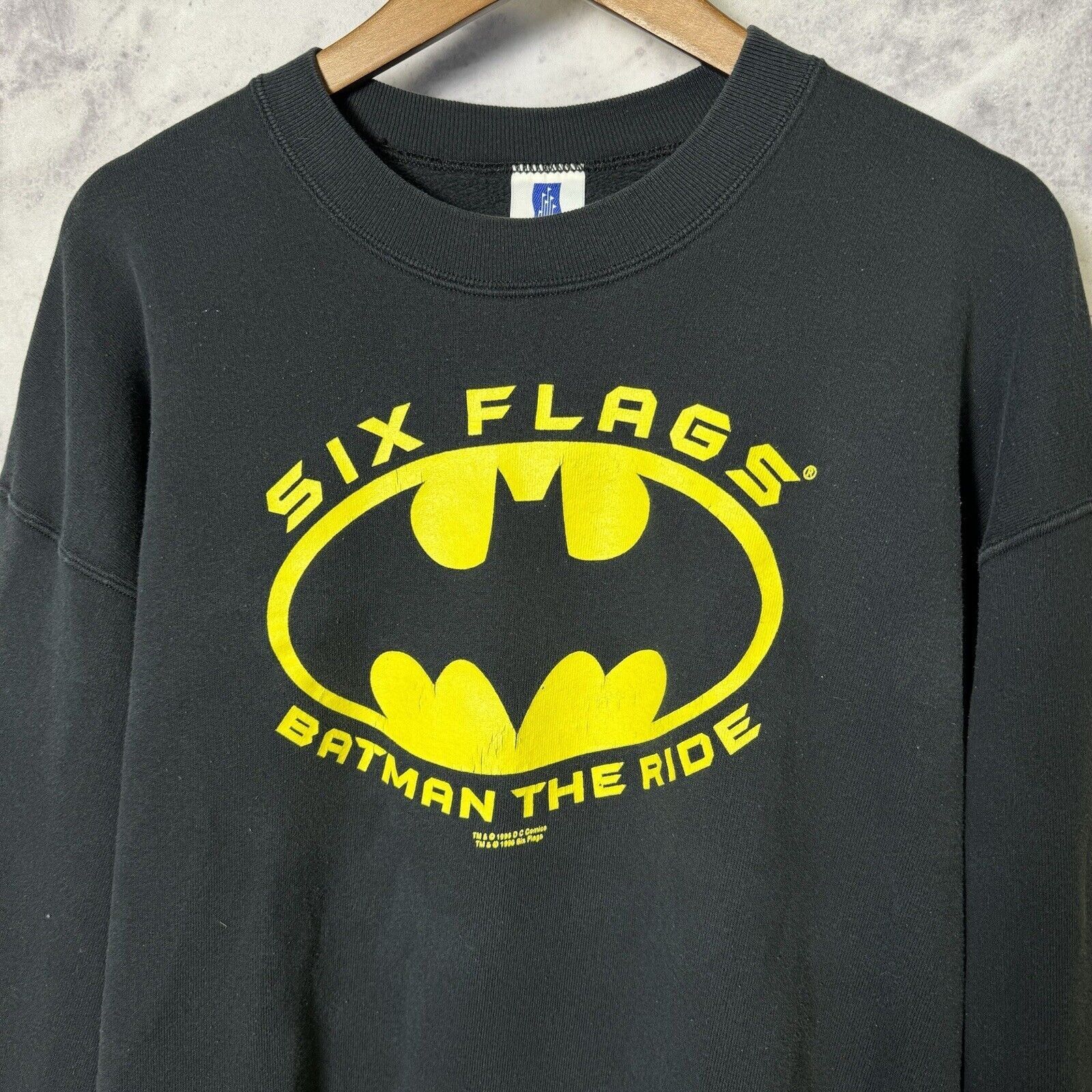 Vintage Vintage Batman Six Flags Sweatshirt Mens XL Black 90s The Ri Size US XL / EU 56 / 4 - 3 Thumbnail