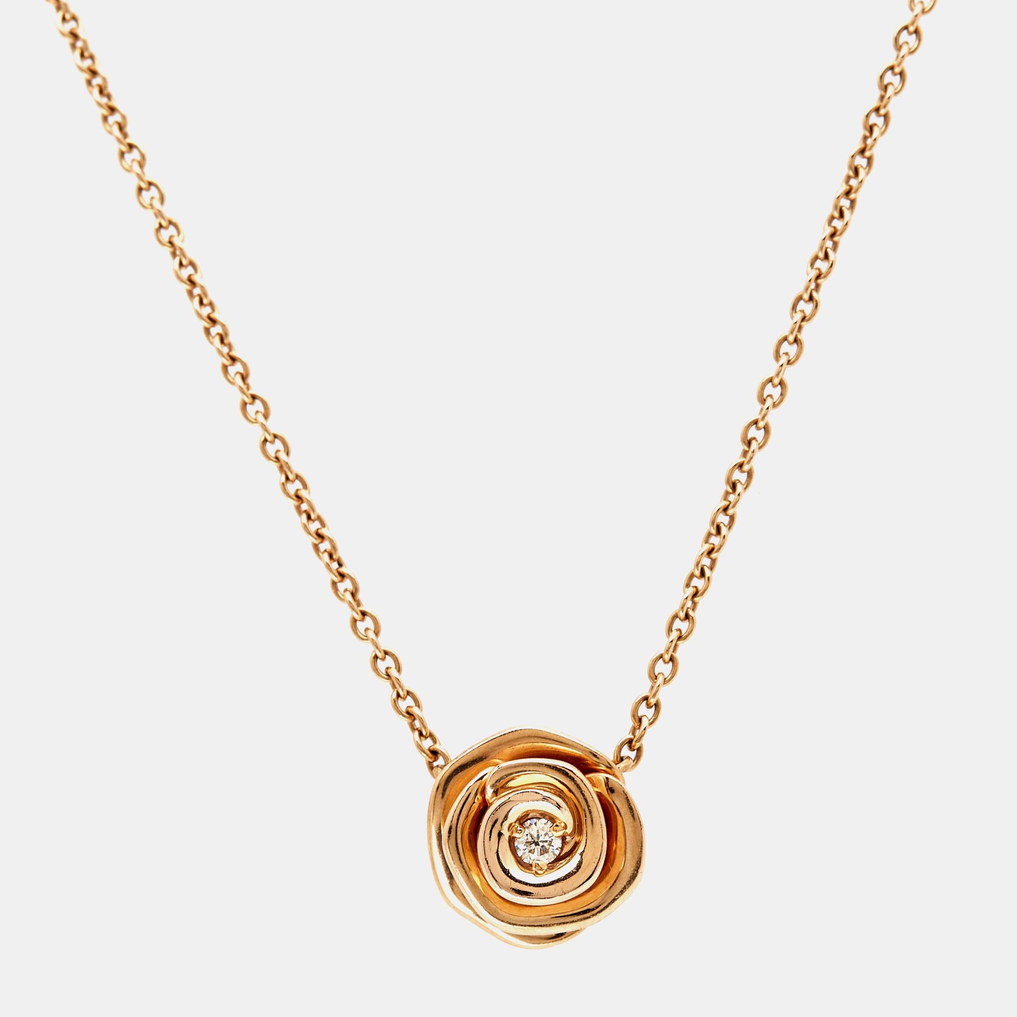 image of Dior Large Rose Couture Diamond 18K Rose Gold Necklace, Women's