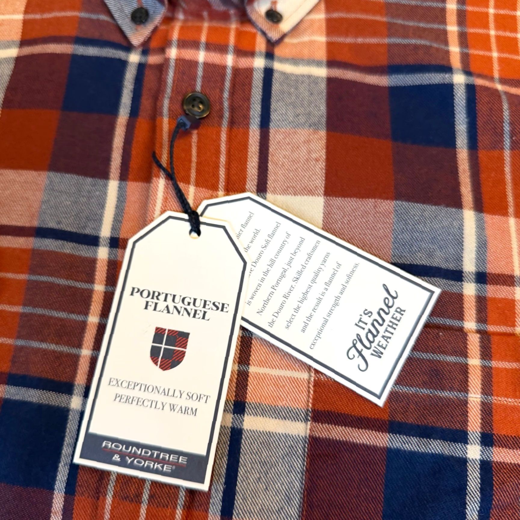 Roundtree & Yorke VINTAGE Roundtree & Yorke Shirt Plaid Orange Navy Mens L NWT Size US L / EU 52-54 / 3 - 3 Thumbnail