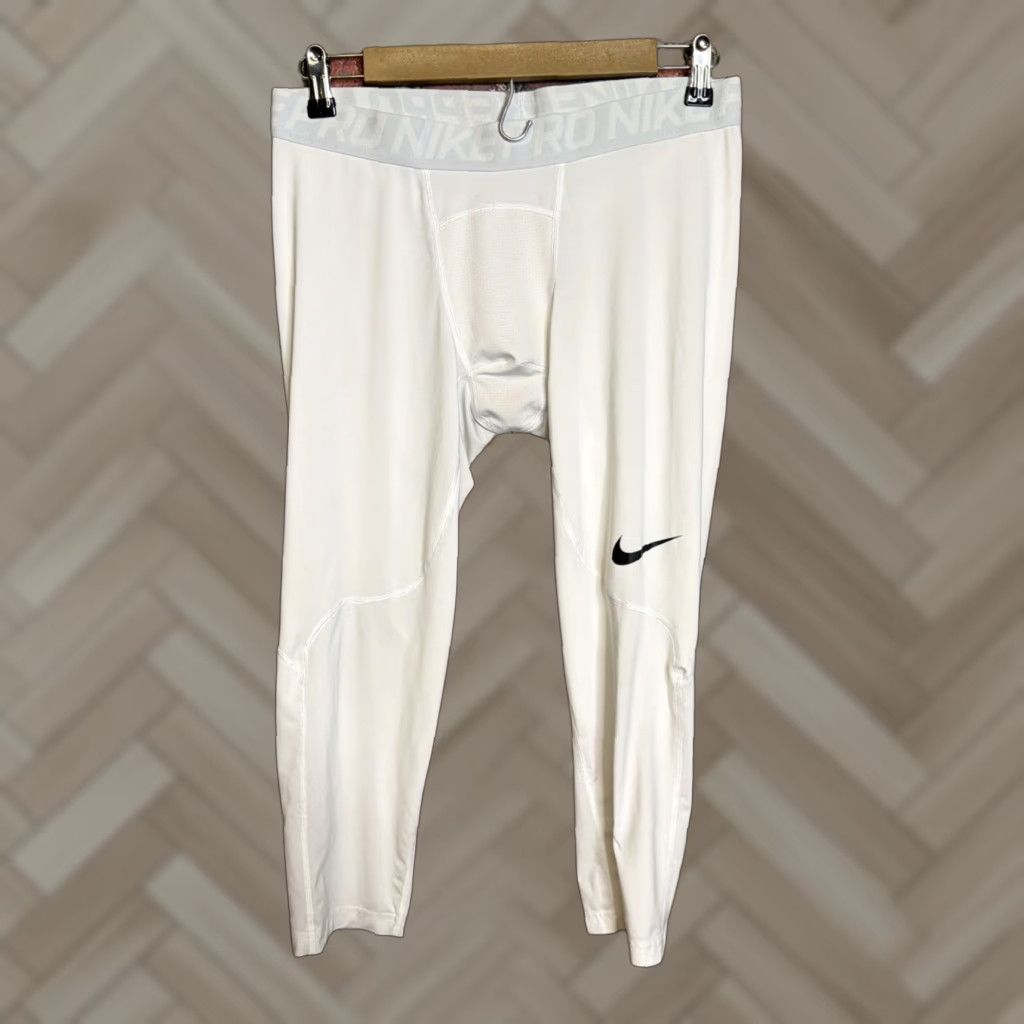 Nike Nike Pro Dri Fit Compression Pants Mens XL White Base Layer Leggings Leggings Size US 36 / EU 52 - 1 Thumbnail