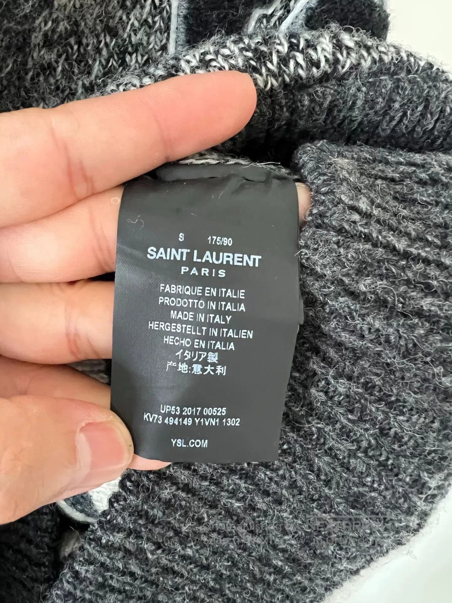 Saint Laurent Paris Saint Laurent Gray Cardigan with Y Patch. Size US S / EU 44-46 / 1 - 5 Thumbnail