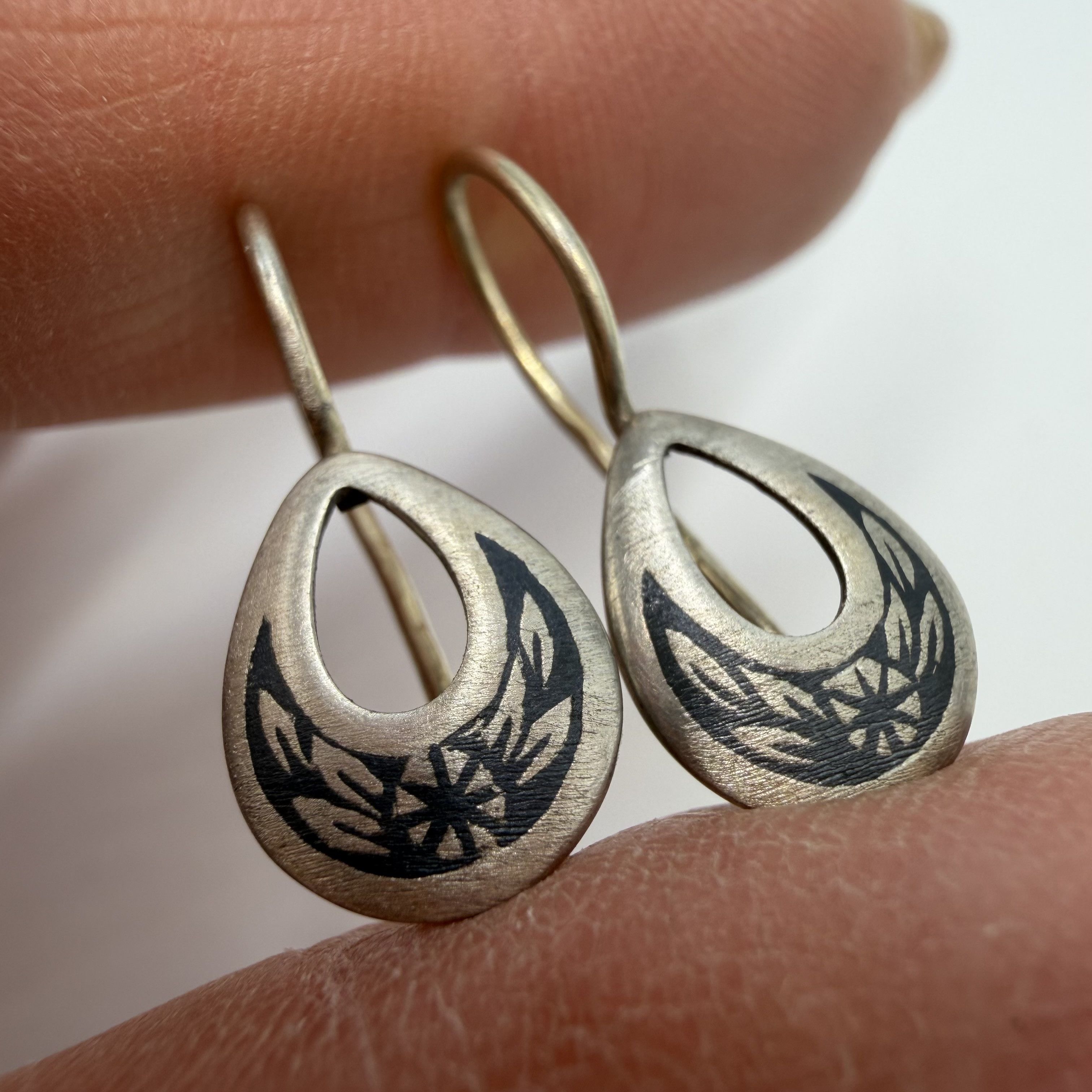Vintage Vintage Soviet 875 Silver Niello Drop Earrings Size ONE SIZE - 7 Thumbnail