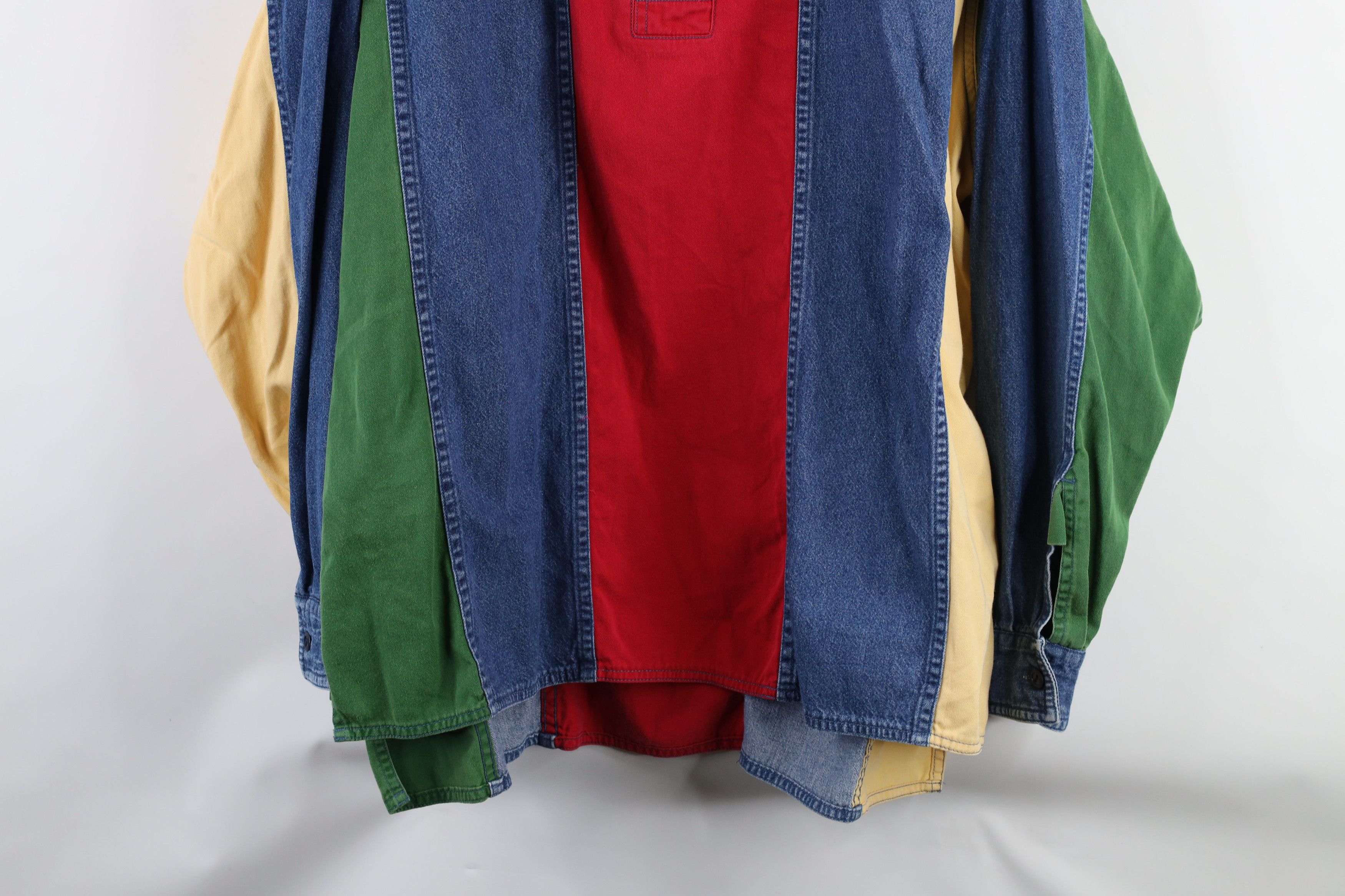 Vintage Vintage 90s Streetwear Striped Denim Pullover Polo Shirt Size US L / EU 52-54 / 3 - 3 Thumbnail
