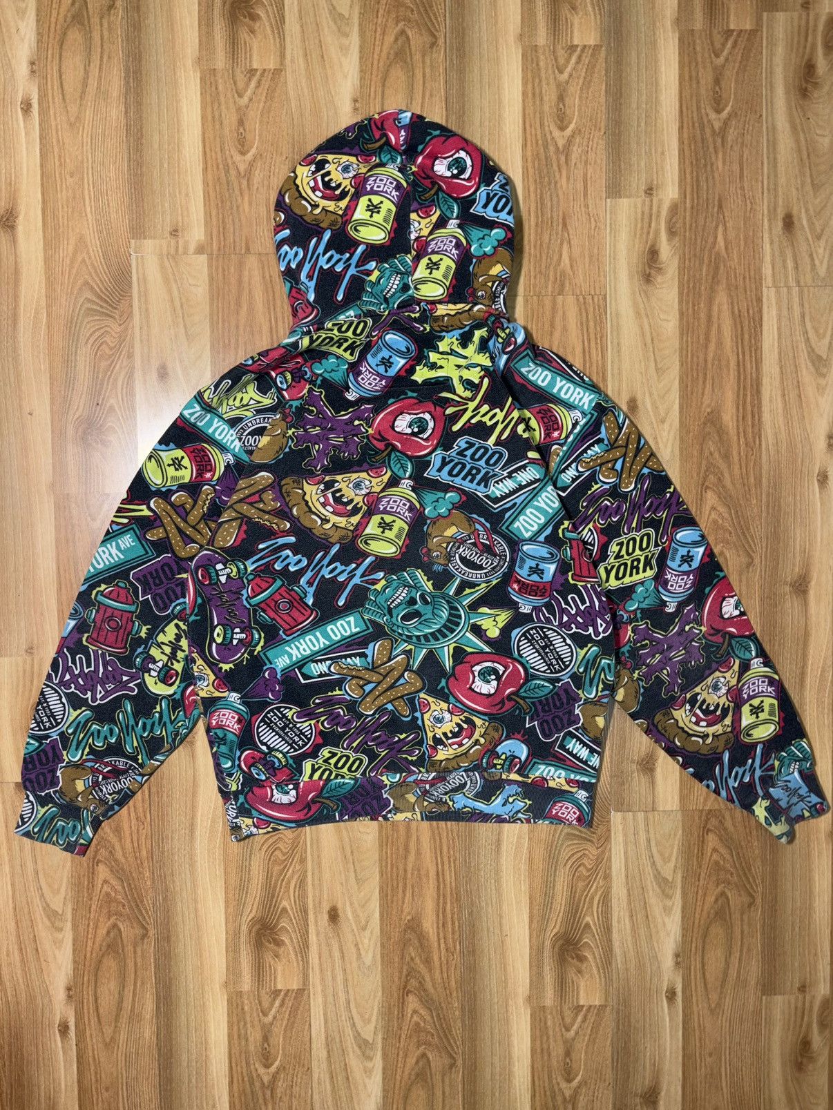 Zoo York Vintage Zoo York AOP Graffiti Hoodie Cyber-Y2K Skate Size M Size US M / EU 48-50 / 2 - 2 Thumbnail