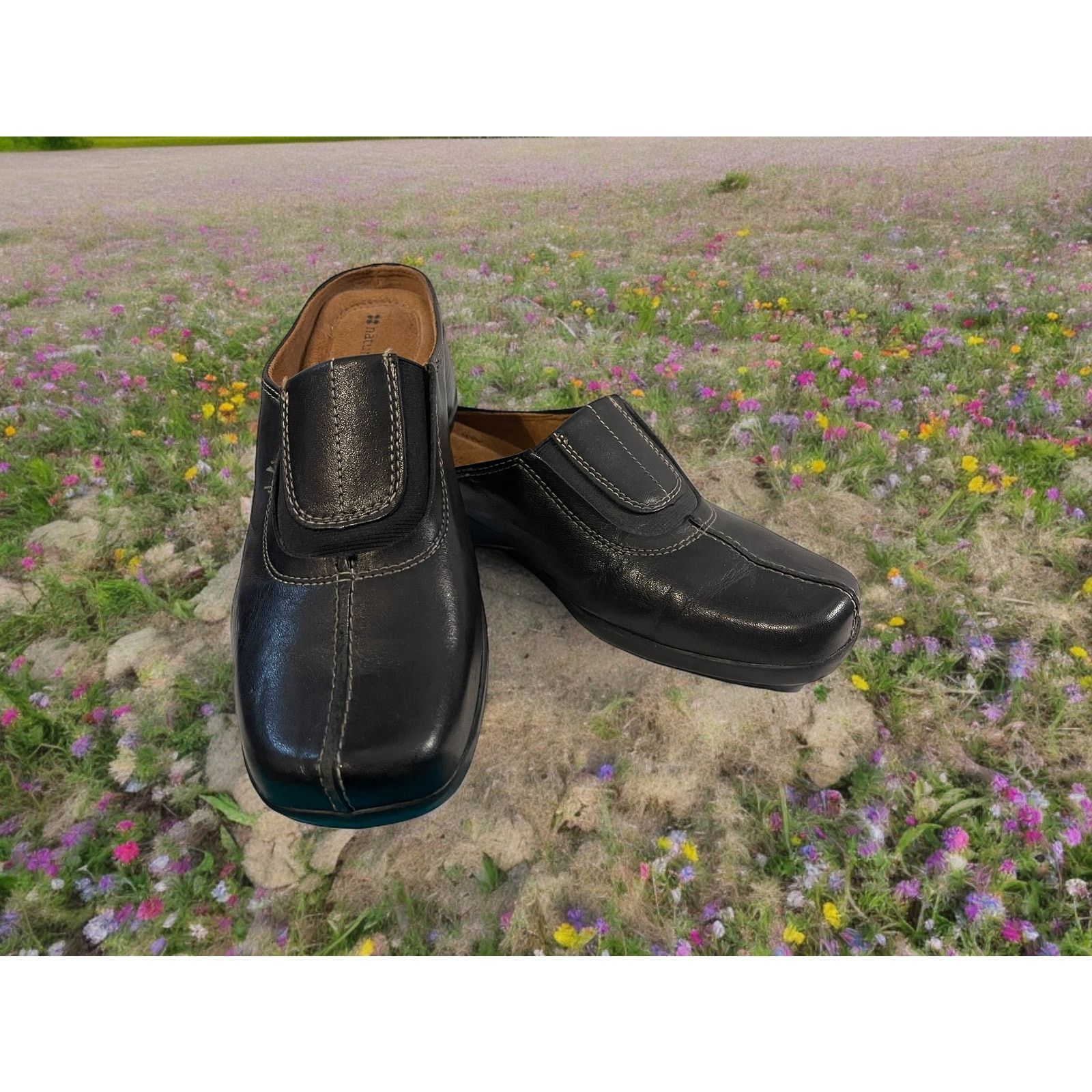 Unknown London Naturalizer Shoes Womens 9.5 M Clogs Mules Black Leather Size US 9.5 / IT 39.5 - 3 Thumbnail