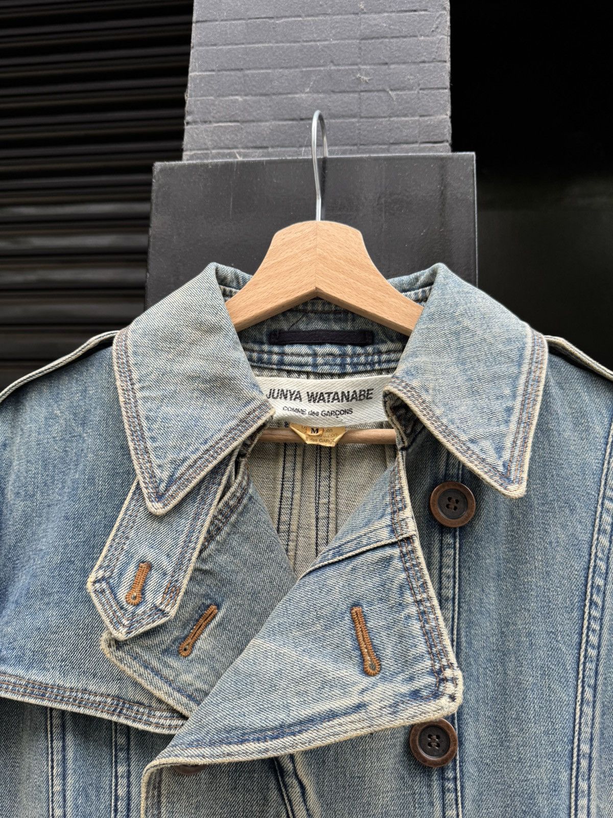 Junya Watanabe Junya Watanabe SS02 Stonewash Military Denim Coat Size US S / EU 44-46 / 1 - 2 Thumbnail