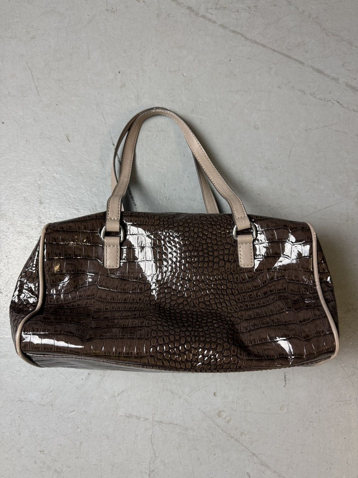 Guess Vintage Guess Brown Crocodile Optic Handbag Size ONE SIZE - 6 Thumbnail