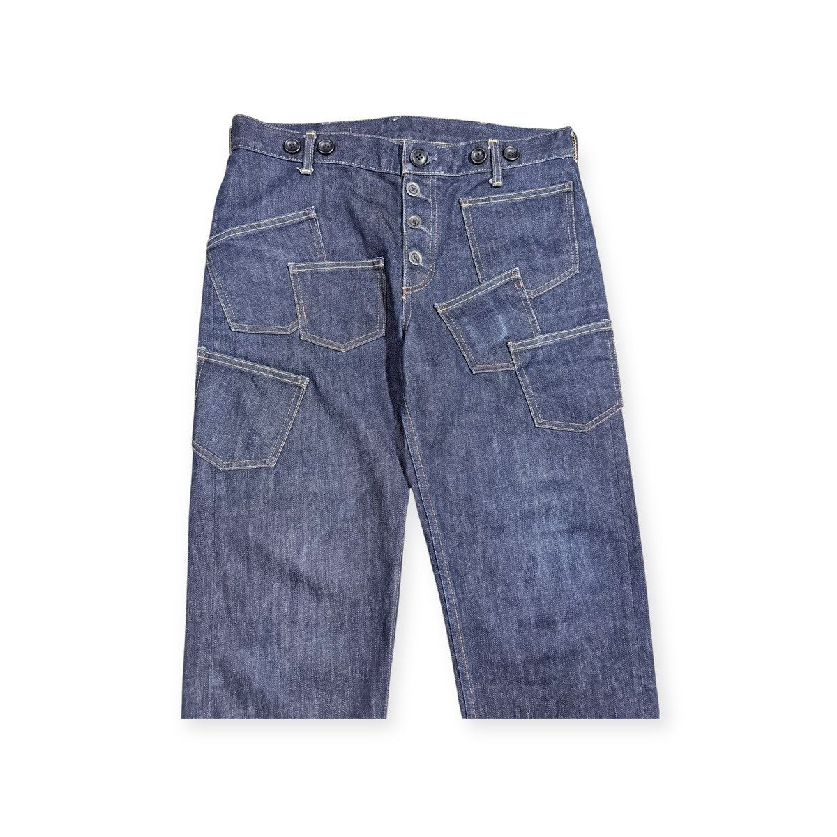Issey Miyake Vtg🌟Frapbois Issey Miyake Avant-Garde Multipocket Jeans Size US 33 - 3 Thumbnail