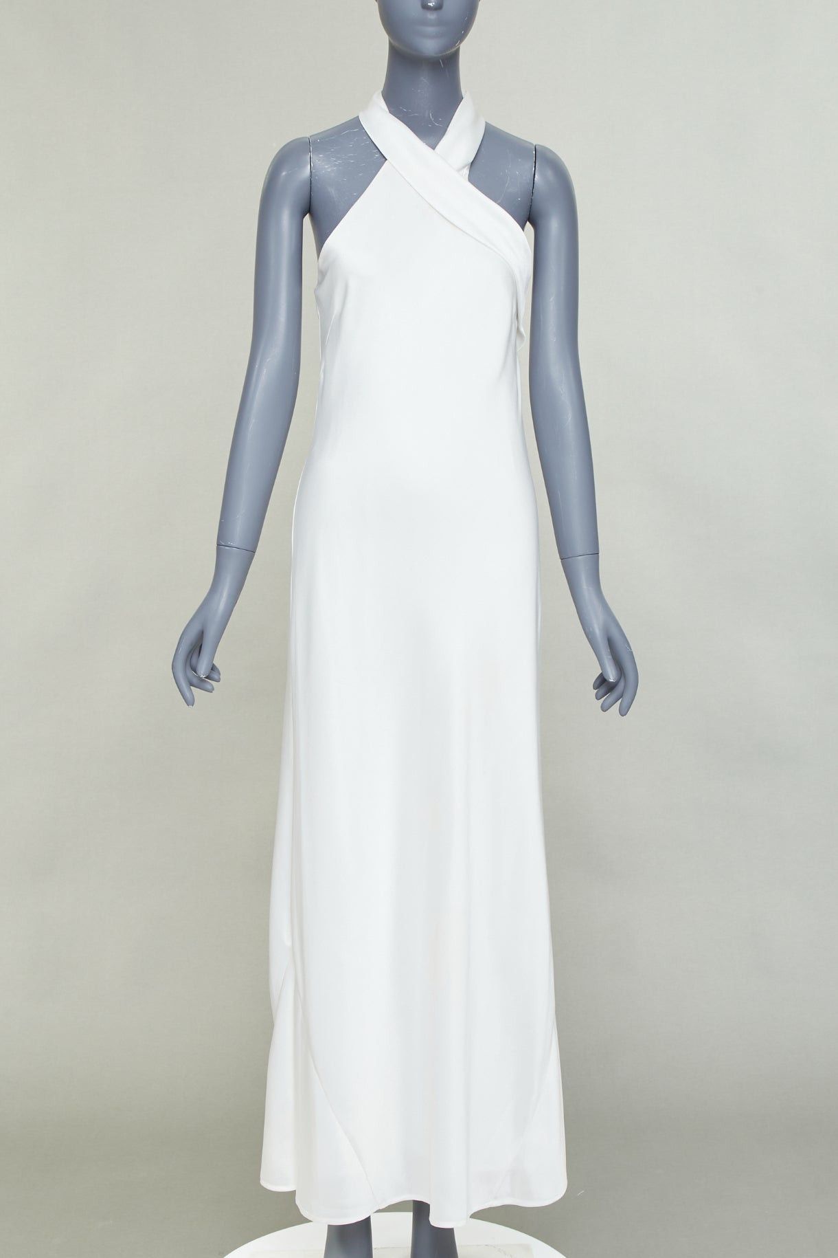 Galvan GALVAN Pandora Bridal ivory white satin halter neck drape sash midi evening dress FR38 S Size M / US 6-8 / IT 42-44 - 1 Thumbnail