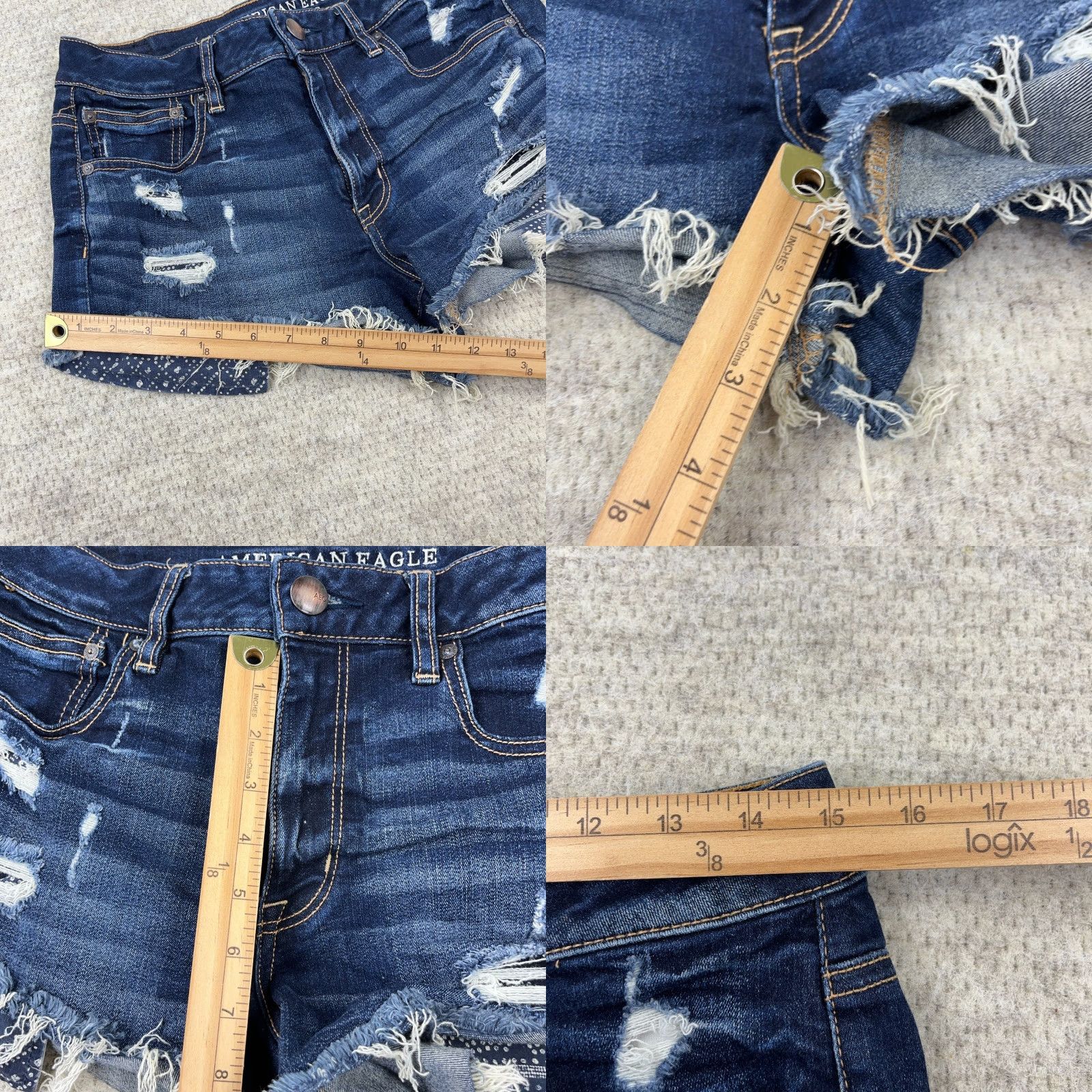 American Eagle Outfitters VINTAGE: No (skip) American Eagle Shorts Women 8 Cut Off Hi Rise Festival Jorts Dark Wash Raw Hem Size 26" / US 2 / IT 38 - 8 Thumbnail
