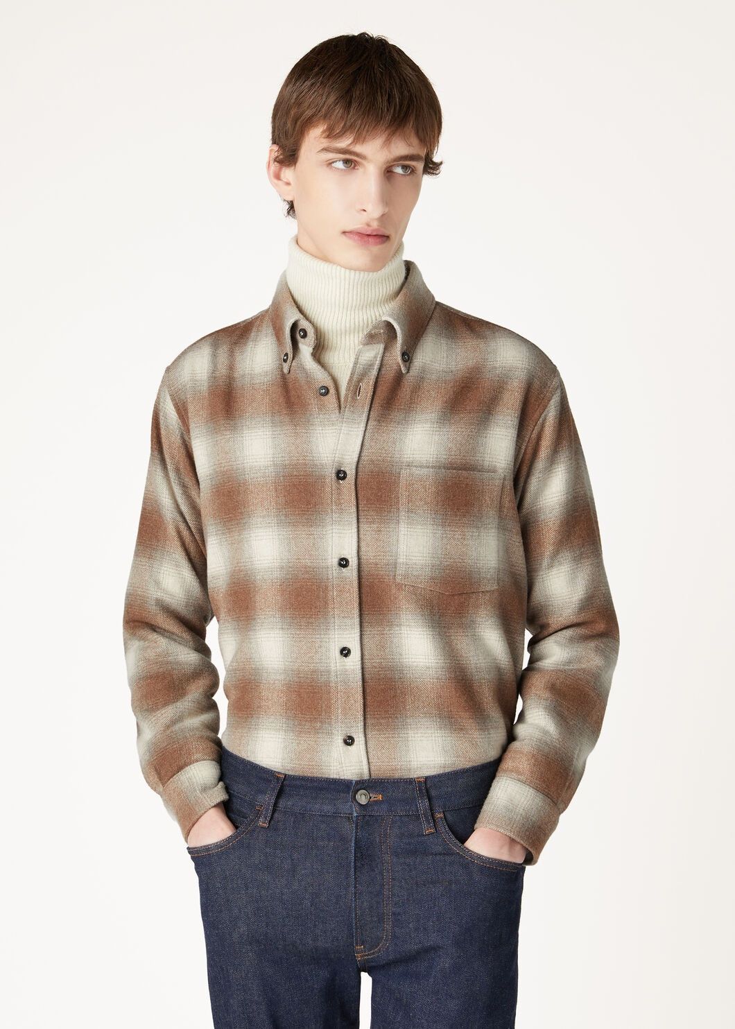 Loro Piana o1w1db10725 FAO7201 Jack Shirt in Brown/White Size US M / EU 48-50 / 2 - 4 Thumbnail