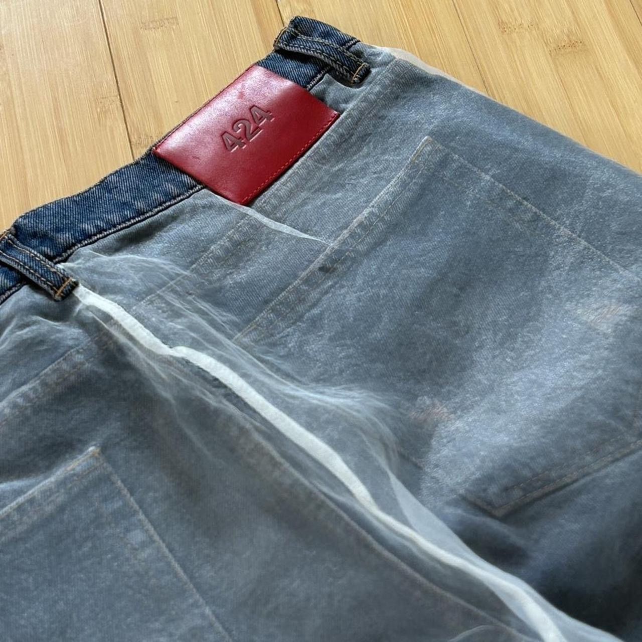 424 424 DOUBLE LAYER SKINNY BLEACHED DENIM Size US 34 / EU 50 - 2 Thumbnail