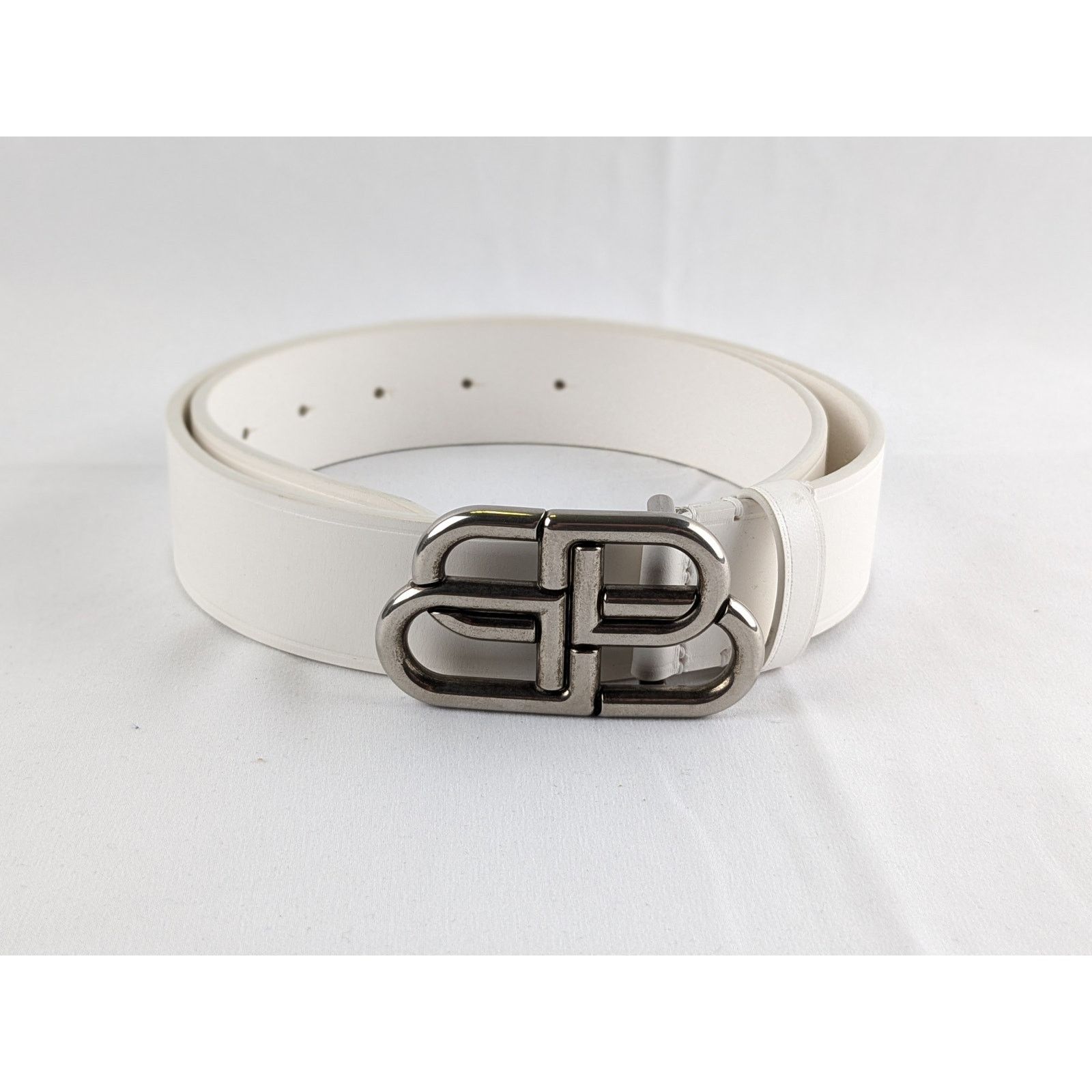 BALENCIAGA BB WHITE LEATHER BELT Balenciaga White Leather Logo Belt Size XS Int main image 2