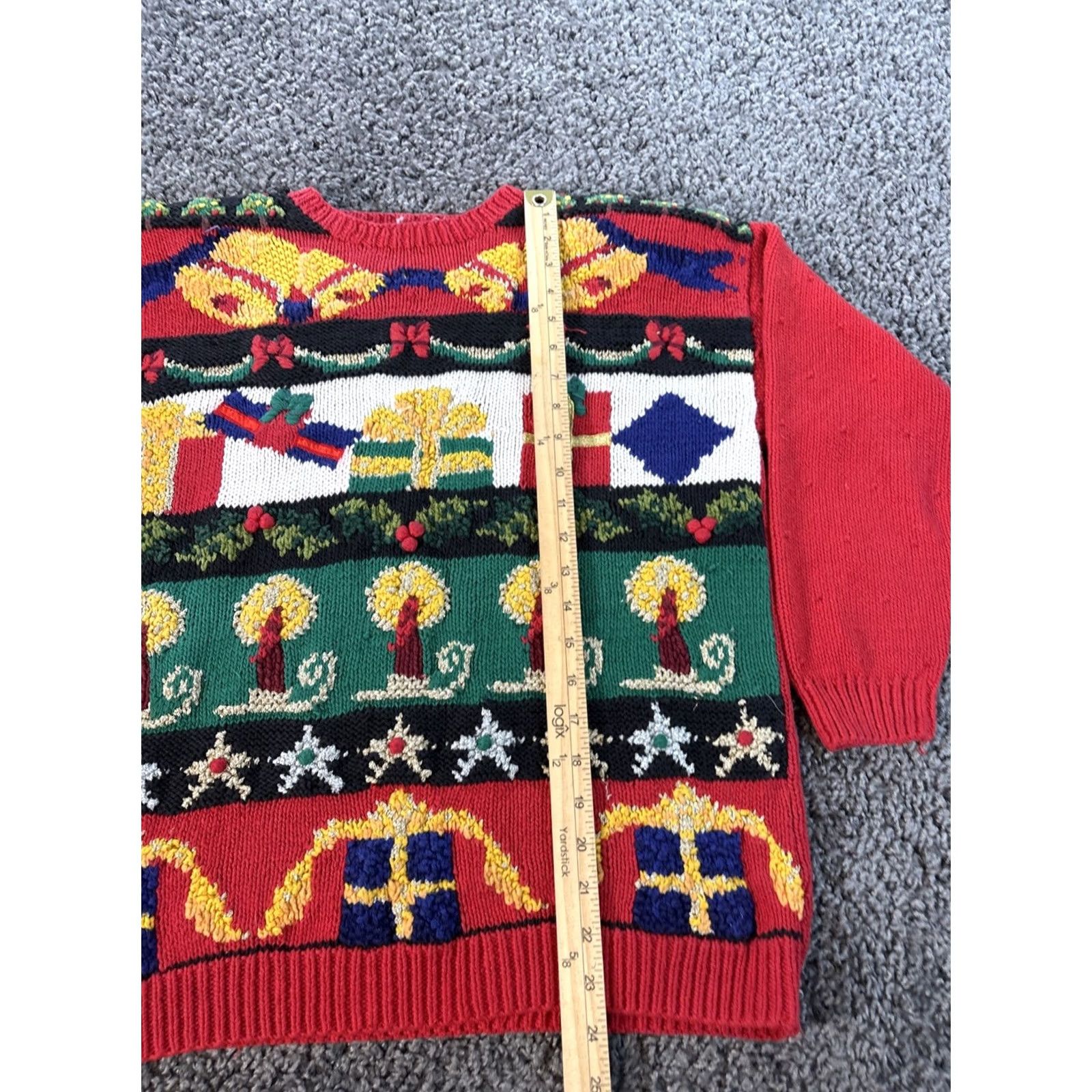 Talbots VINTAGE Talbots Sweater Womens L Hand Knit Ugly Red Chunky Presents Candle Size L / US 10 / IT 46 - 2 Thumbnail