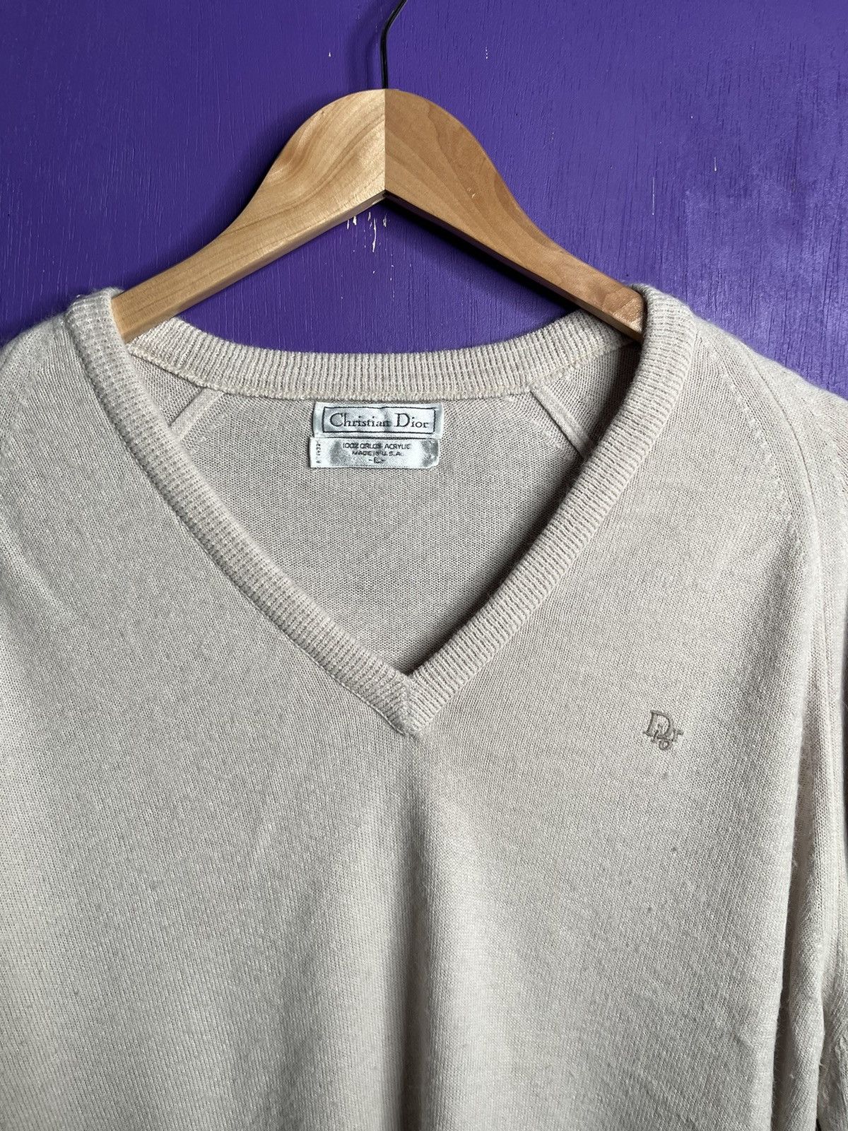 Christian Dior Monsieur × Vintage Vintage 90s Christian Dior v-neck sweater Size US L / EU 52-54 / 3 - 3 Thumbnail