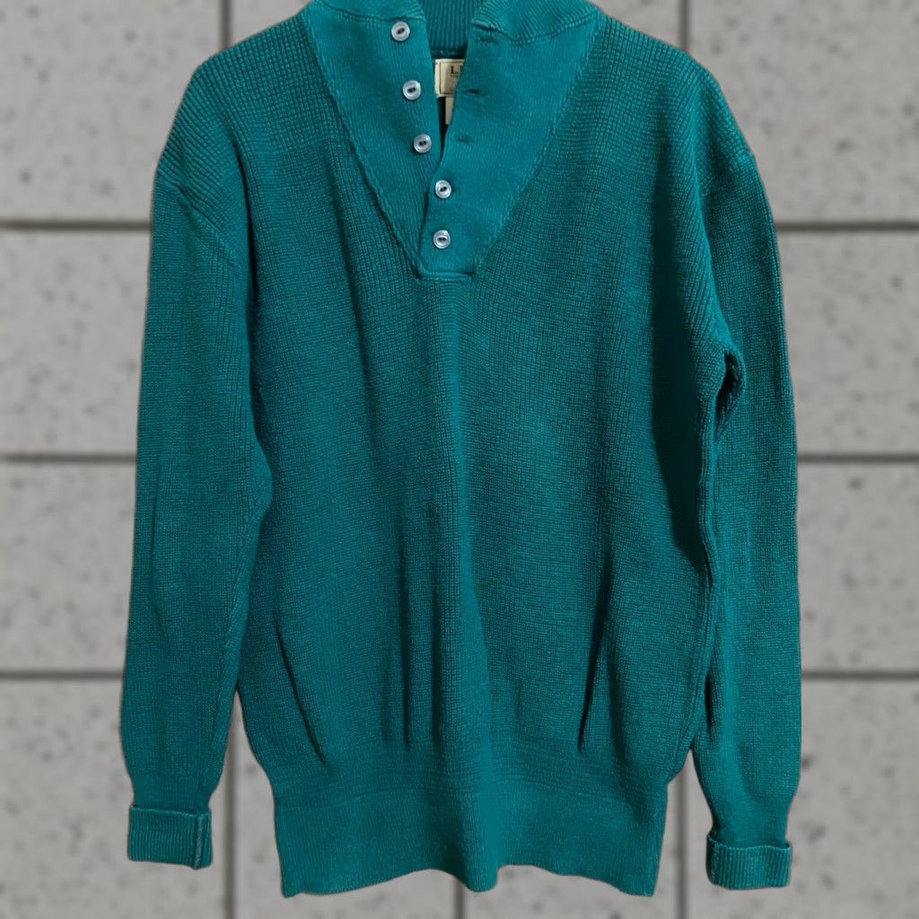 Vintage VINTAGE LL Bean Pullover Shirt Mens Long Teal Size L Mock Neck 1/4 Button Made In USA Size US L / EU 52-54 / 3 - 1 Thumbnail