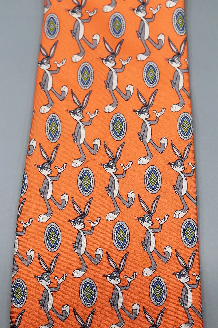 Warner Bros Vintage 1996 Looney Tunes Bugs Bunny Silk Tie Size ONE SIZE - 6 Thumbnail