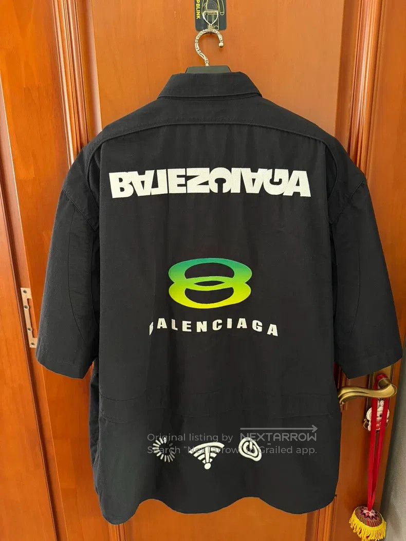 Balenciaga Balenciaga Black Full Embroidery Logo Short Sleeve Shirt Size XS / US 0-2 / IT 36-38 - 2 Thumbnail