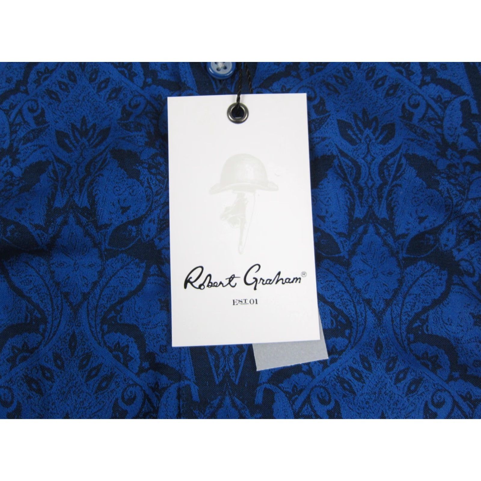 Robert Graham Robert Graham Shirt Mens 3XL Blue Highland Damask Jacquard Button Down Shirt Size US XXL / EU 58 / 5 - 3 Thumbnail