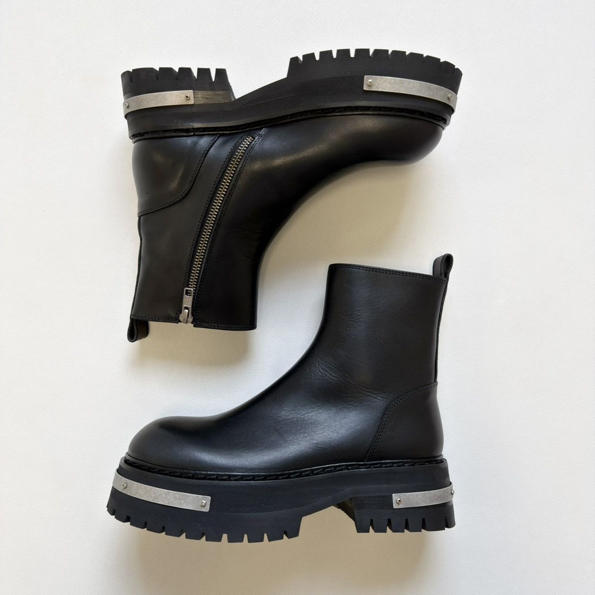 Ann Demeulemeester Metal Plaque Detail Black ‘Tucson’ Combat Boots Size US 6 / IT 36 - 20 Thumbnail
