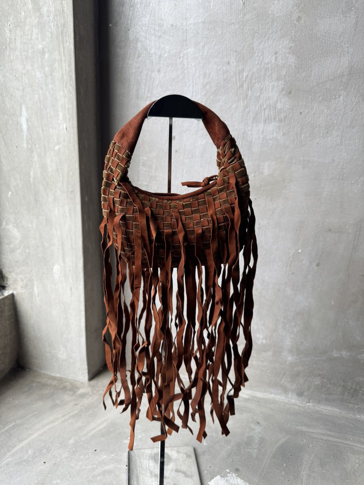 Bottega Veneta Bottega Veneta Fringe Hobo Intrecciato Suede and Velvet Mini Size ONE SIZE - 2 Thumbnail